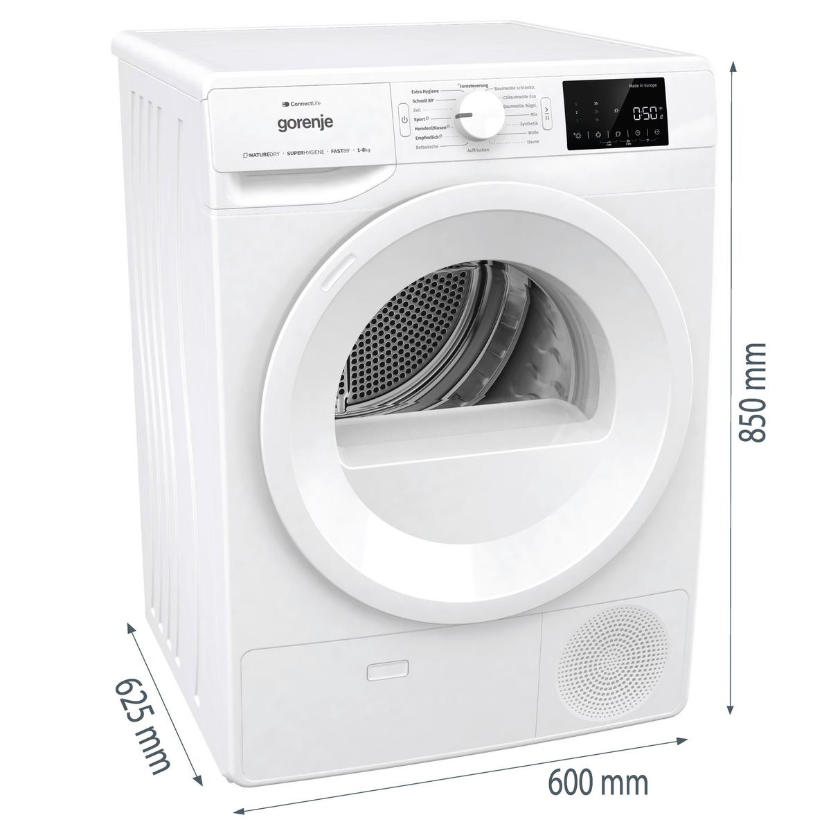 Wärmepumpentrockner Dpne83/Gn - Weiß, LIFESTYLE, Glas/Kunststoff (60/85/62,5cm) - Gorenje