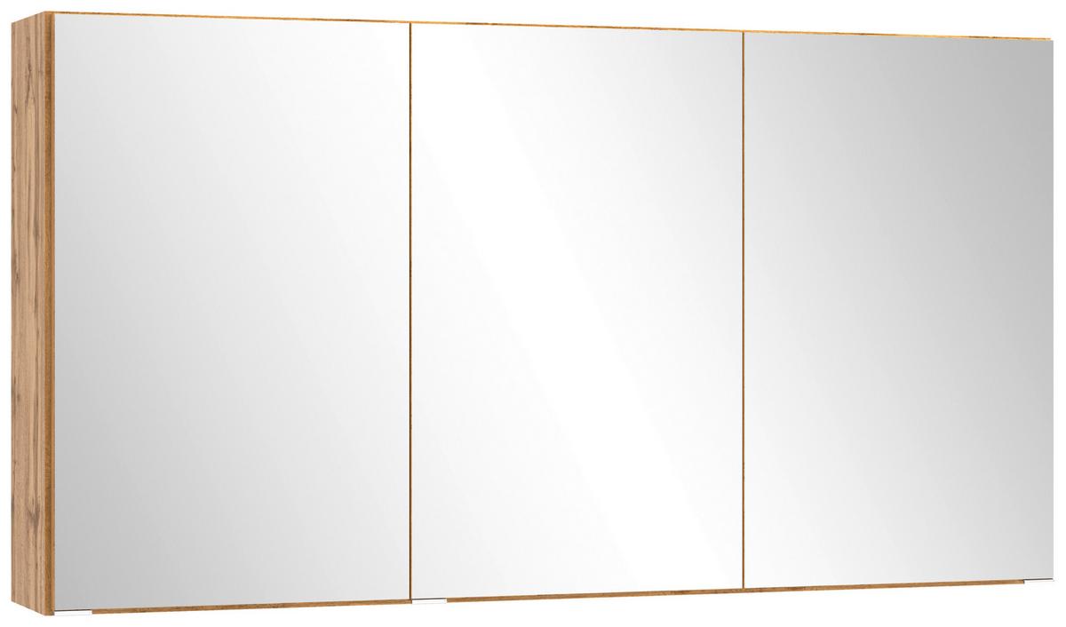 Spiegelschrank Arosa 3 Spiegeltüren 120x64 Cm - Eiche Wotan, MODERN, Glas/Holzwerkstoff (120/64/20cm) - Held