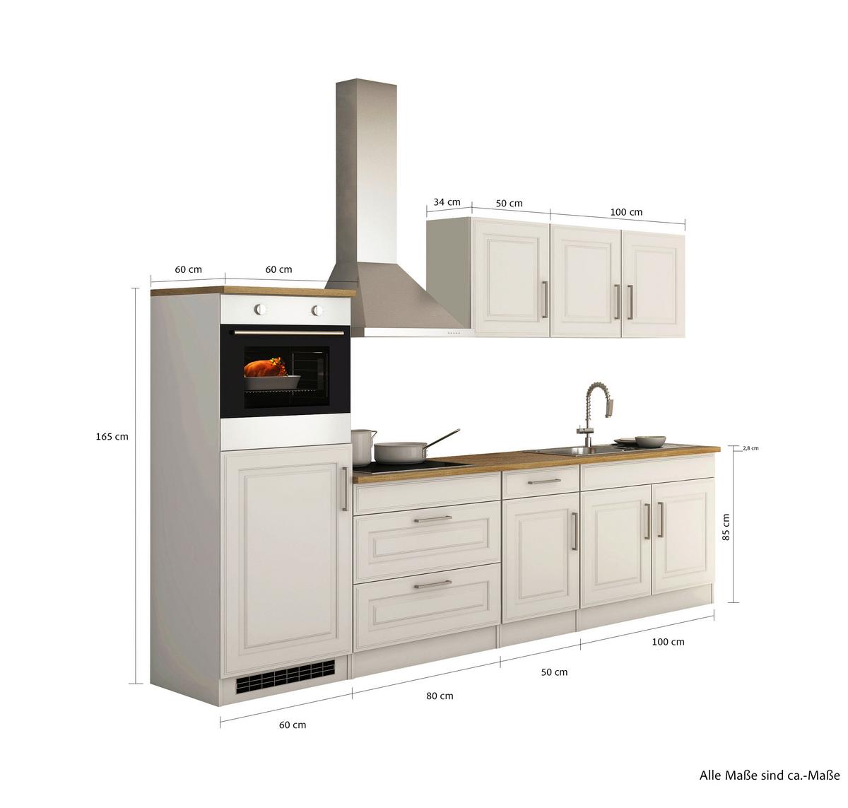 Küchenblock Rom Weiß B: 290 cm - Weiß/Sonoma Eiche, MODERN, Holzwerkstoff (290cm) - Held