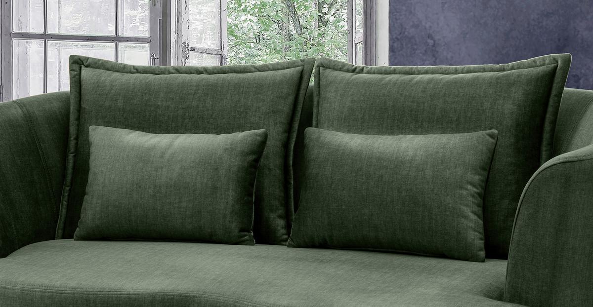 2-sitzer-sofa Dunkelgrün Velours, Rücken Echt B: 179 Cm - Dunkelgrün/Schwarz, MODERN, Textil (179/85/101cm) - Livetastic
