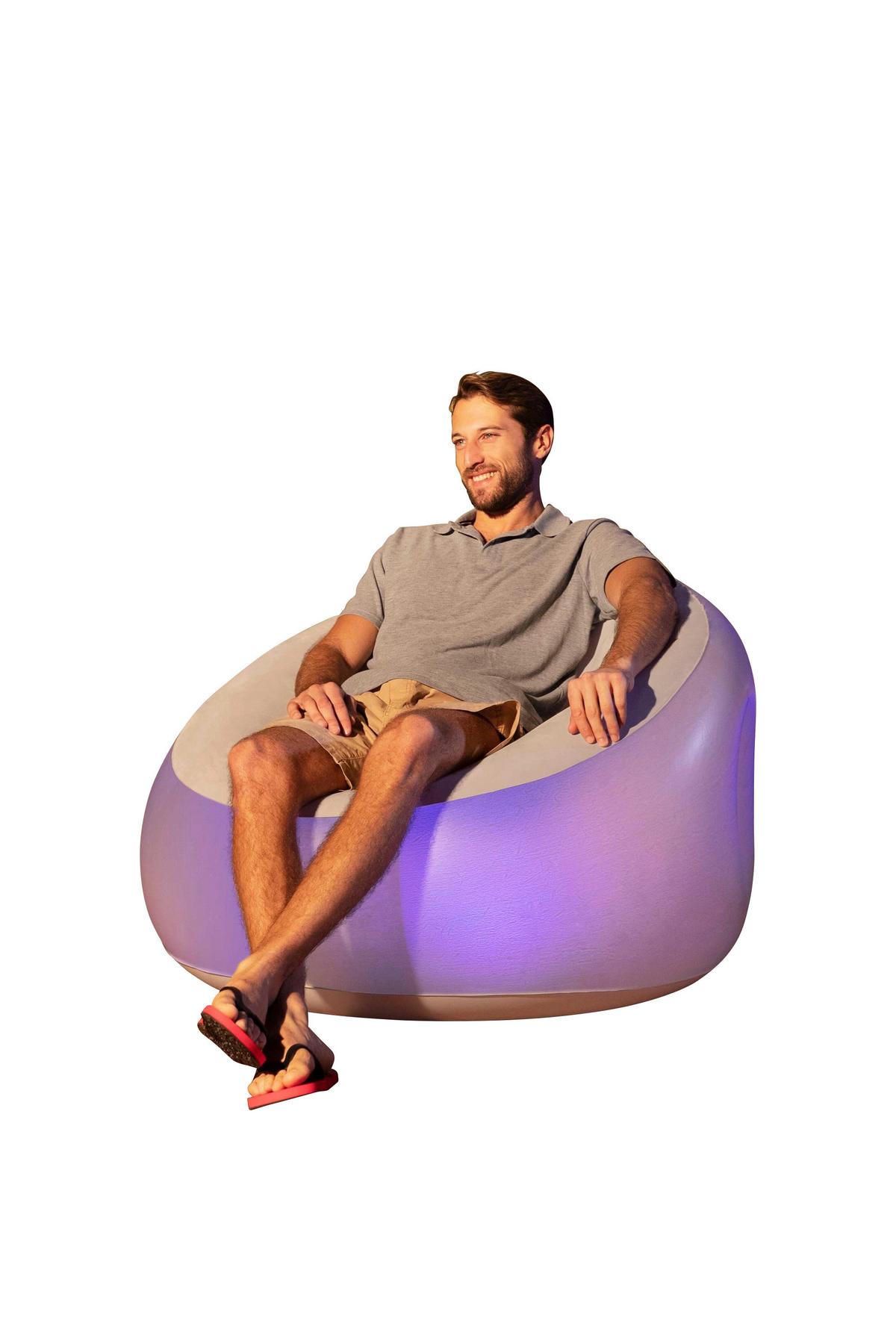 Luftsessel Luxury Outdoor Beige/Transparent mit Led - Transparent/Beige, MODERN, Kunststoff (102/97/71cm) - Bestway