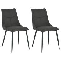 Esszimmerstuhl Carlo Anthrazit, Schwarz 2er Set - Anthrazit/Schwarz, Design, Textil/Metall (59/88/47cm) - MID.YOU