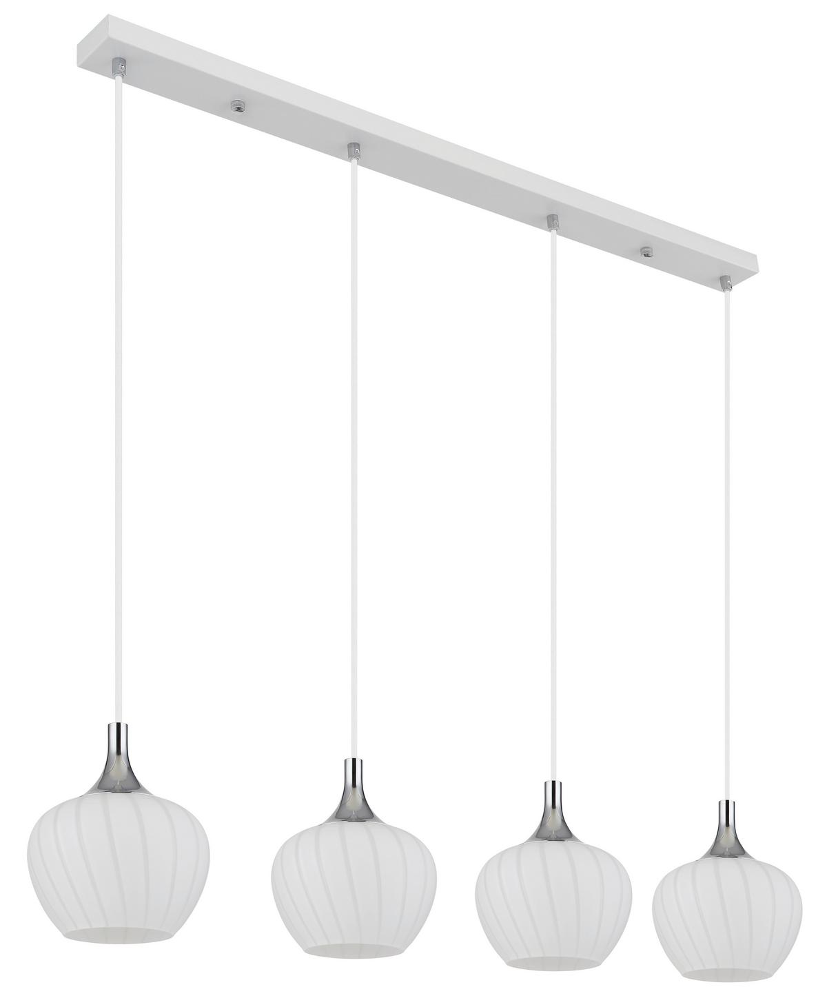 Hängeleuchte 15548-4hw - Chromfarben/Weiß, KONVENTIONELL, Glas/Metall (100/18/120cm) - Globo