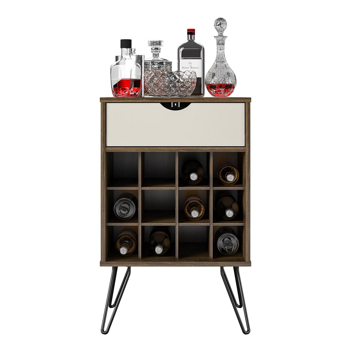 Weinregal Concord Dunkelbraun H: 80 cm - Eichefarben/Dunkelbraun, Design, Holzwerkstoff/Metall (51/80/45cm) - MID.YOU