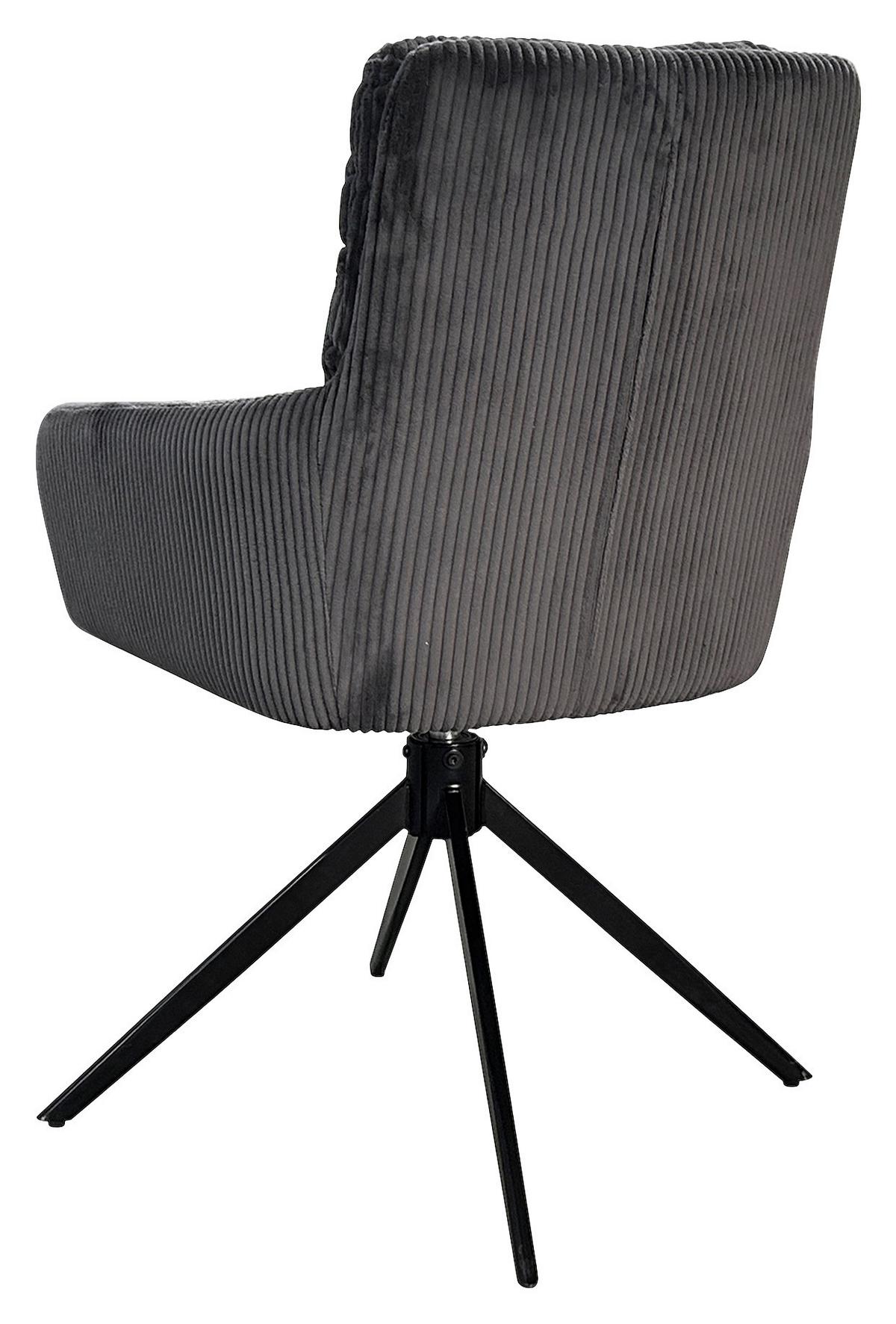 Armlehnstuhl-Set Pura, drehbar, Dunkelgrau 2er - Dunkelgrau/Schwarz, Design, Textil/Metall (58/88/64cm) - MID.YOU