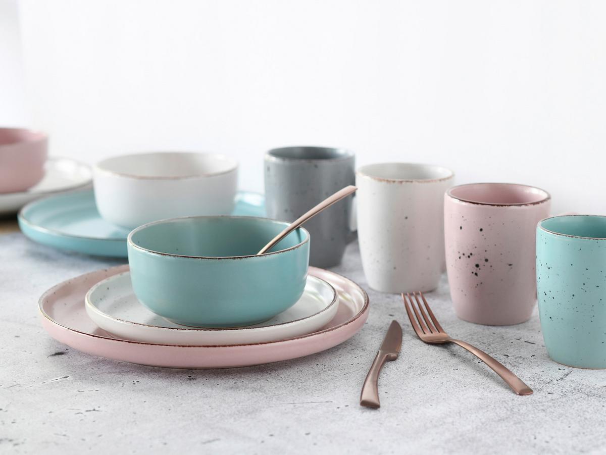 Kombinovaný sevis 16-dielny, farebný - modrá/biela, keramika - Creatable