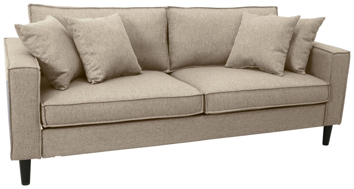 3-Sitzer-Sofa Beluna Beige B: 198,5 cm - Beige/Schwarz, Basics, Textil (198,5/84/83cm) - P & B