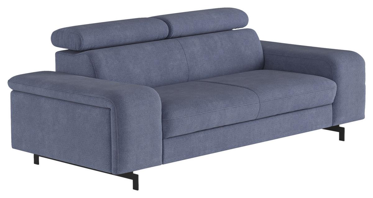 3-sitzer-sofa Emma Mit Liegefunktion Blau B: 217 Cm - Blau/Schwarz, Textil (217/81/100cm) - MID.YOU