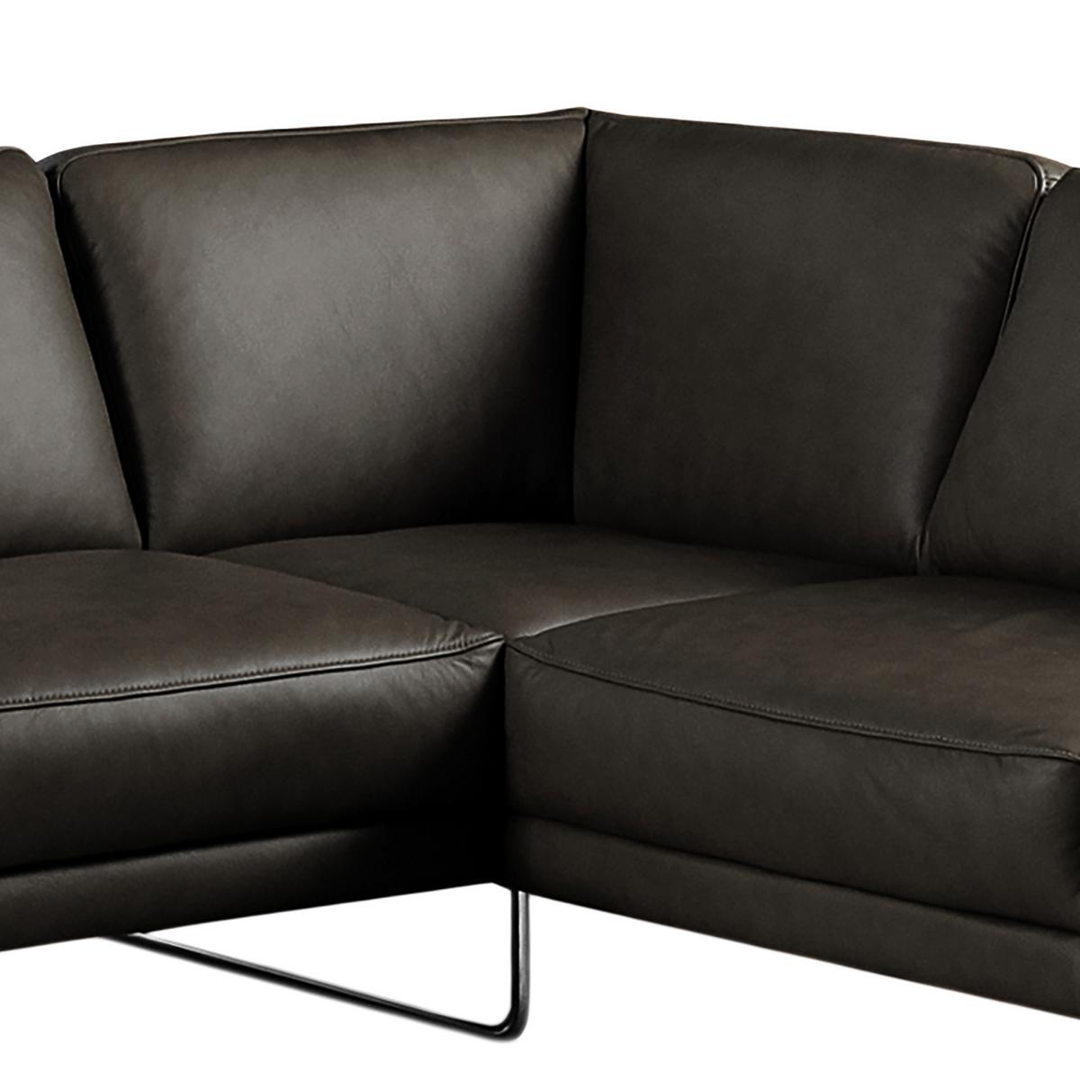Ecksofa Spring Schwarz Chrom S: 273x250 cm - Chromfarben/Schwarz, Design, Leder (273/250cm) - Livetastic