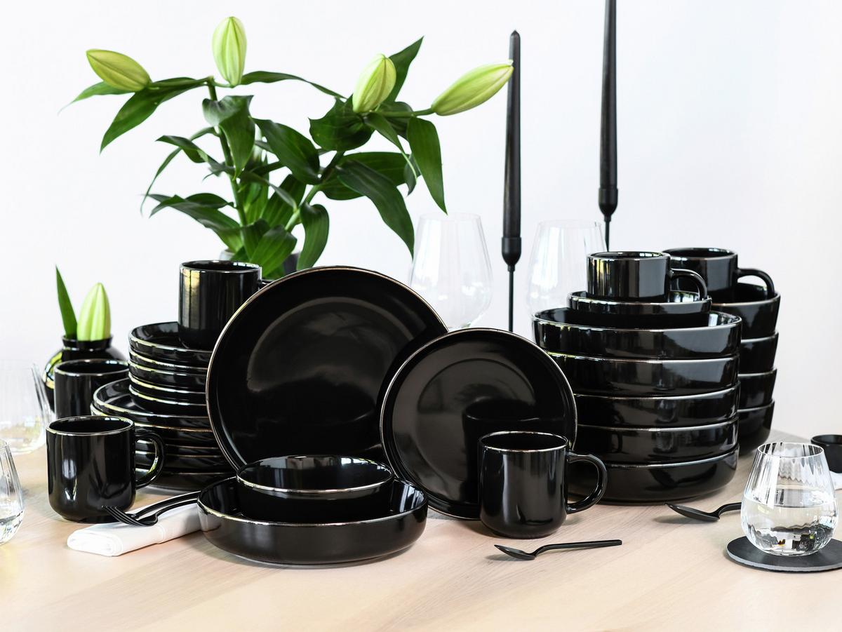 KOMBISERVICE 24786 NORDIC FESTIVE SCHWARZ - Goldfarben/Schwarz, Basics, Keramik - Creatable