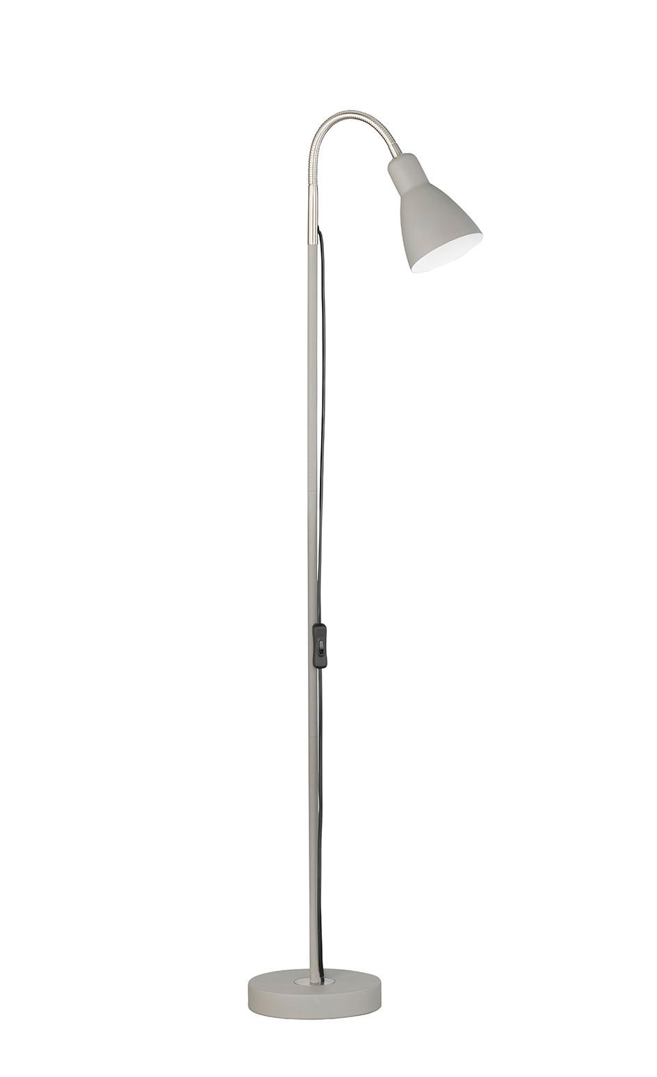 Stehlampe Lolland Grau/Nickelfarben mit Flexarm - Grau/Nickelfarben, Basics, Metall (18/121cm) - Fischer & Honsel