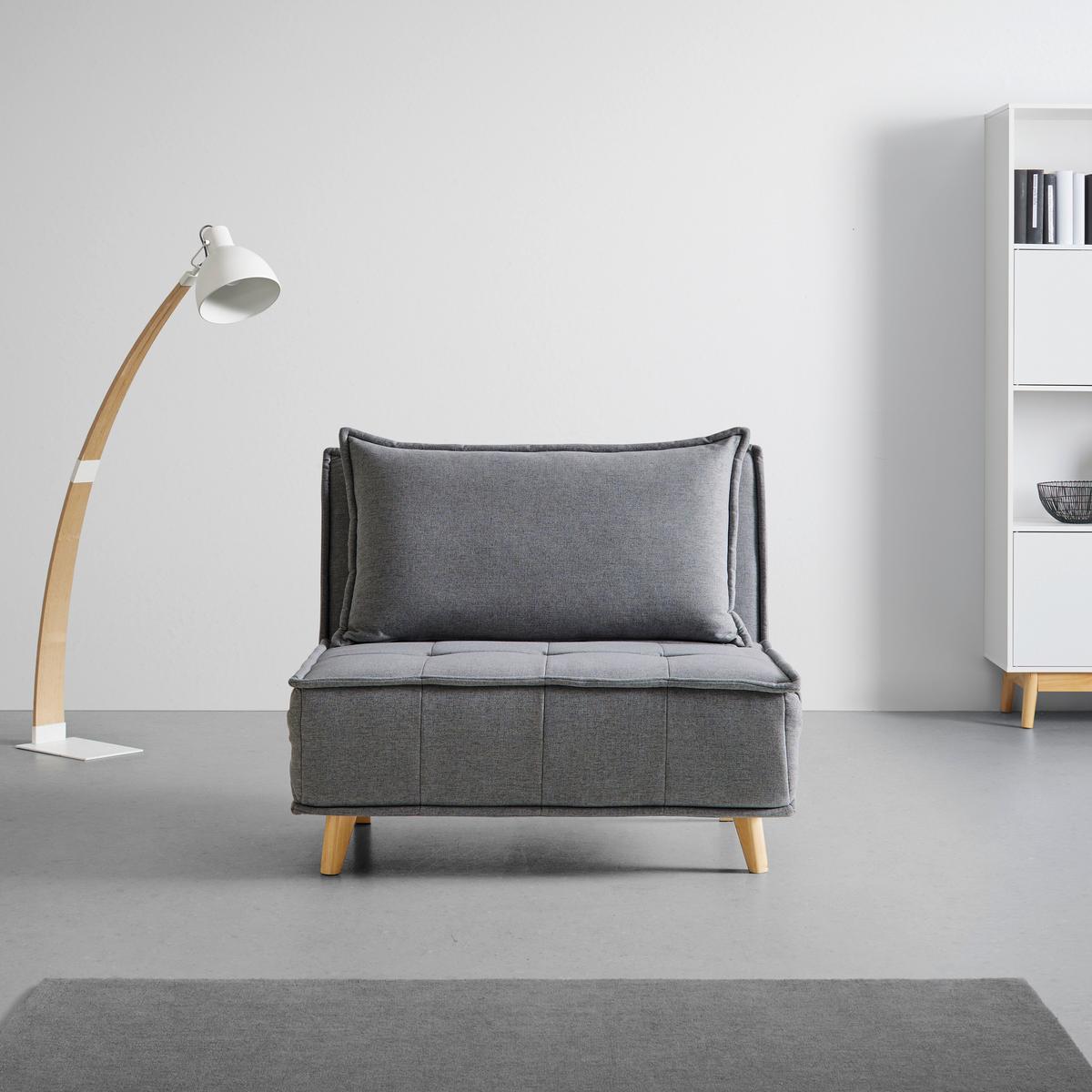 Rozkladacie kreslo LAYLA, tmavosivá - prírodná farba/tmavosivá, Modern, drevo/textil (104/92/84cm) - P & B