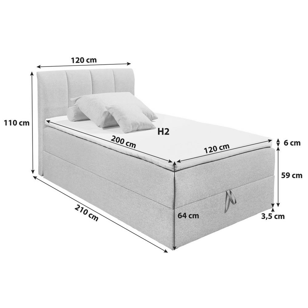 Boxspring postel GRANADA šedá 120x200 cm