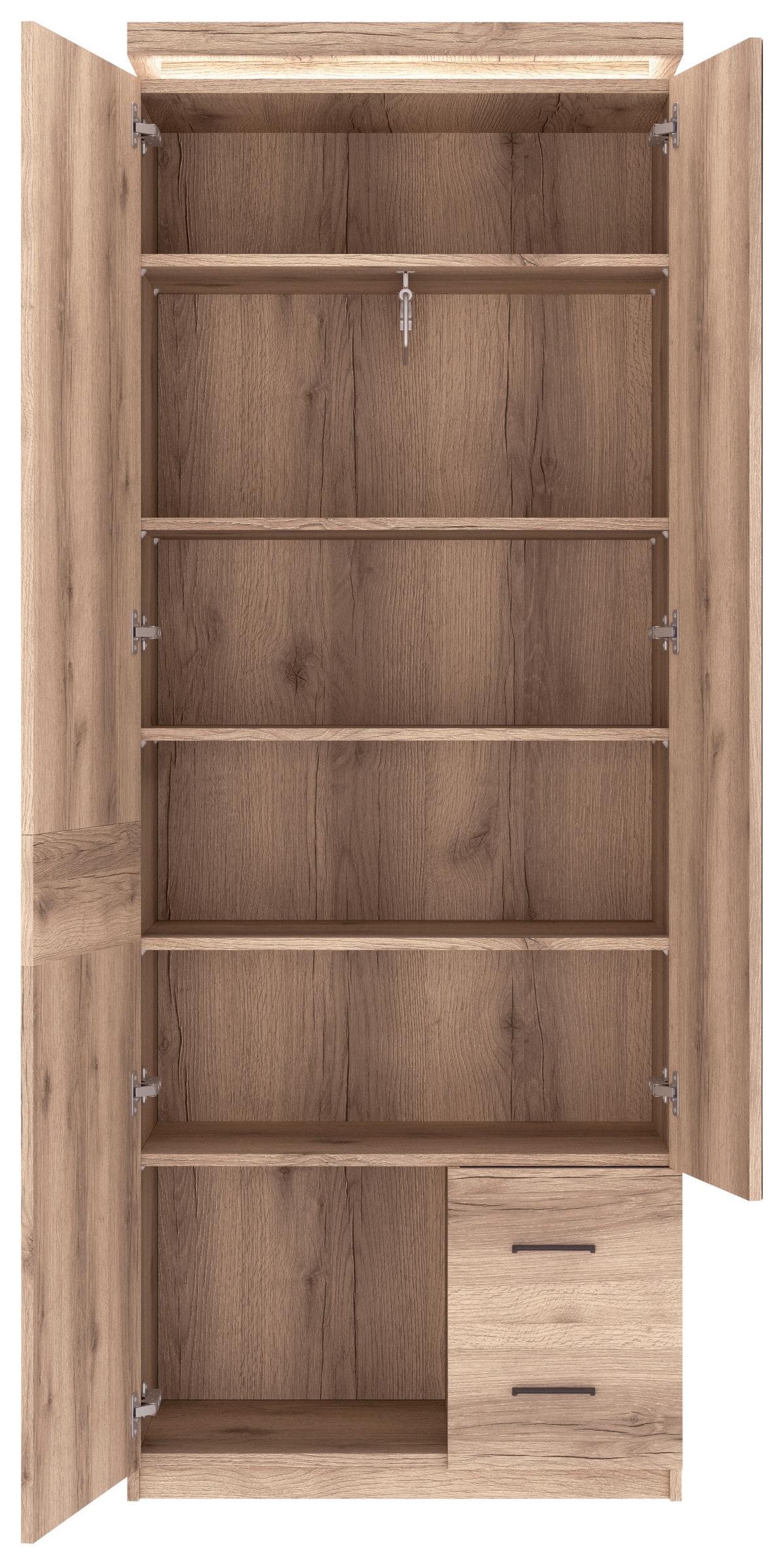 Skříň do předsíně VANCOUVER - barvy dubu/antracitová, Moderní, kov/kompozitní dřevo (75/198/38cm)