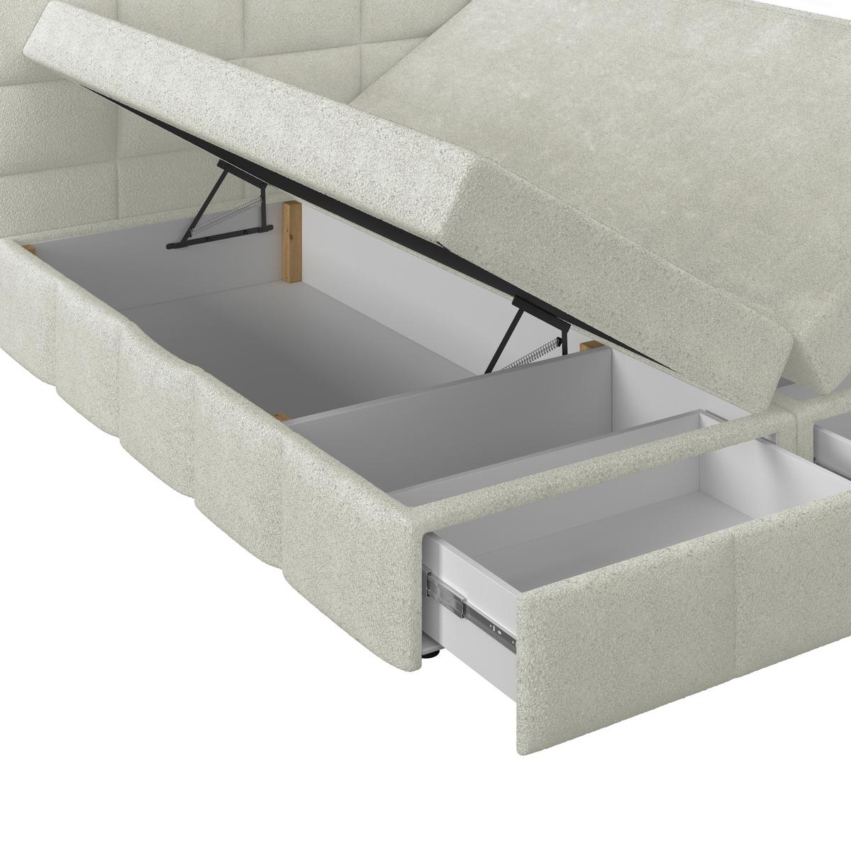 Polsterbett Alba Boucle Champagner, 160x200 cm - Champagner/Schwarz, Trend, Textil (160/200cm)