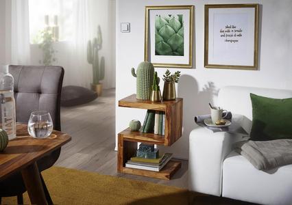 0850000408 - Beistelltisch S-Förmig Mumbai, Sheeshamholz Massiv Beistelltisch MUMBAI aus Sheeshamholz