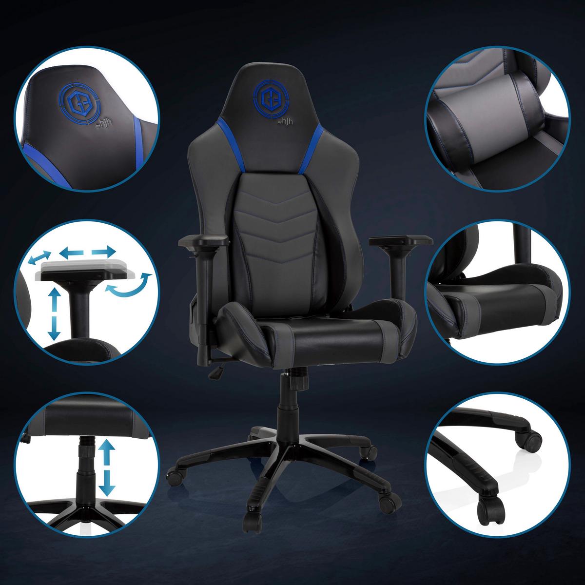 Gamingstuhl Gamebreaker Polarys I Blau/grau/schwarz - Blau/Schwarz, MODERN, Kunststoff/Textil (74/133/62cm) - MID.YOU