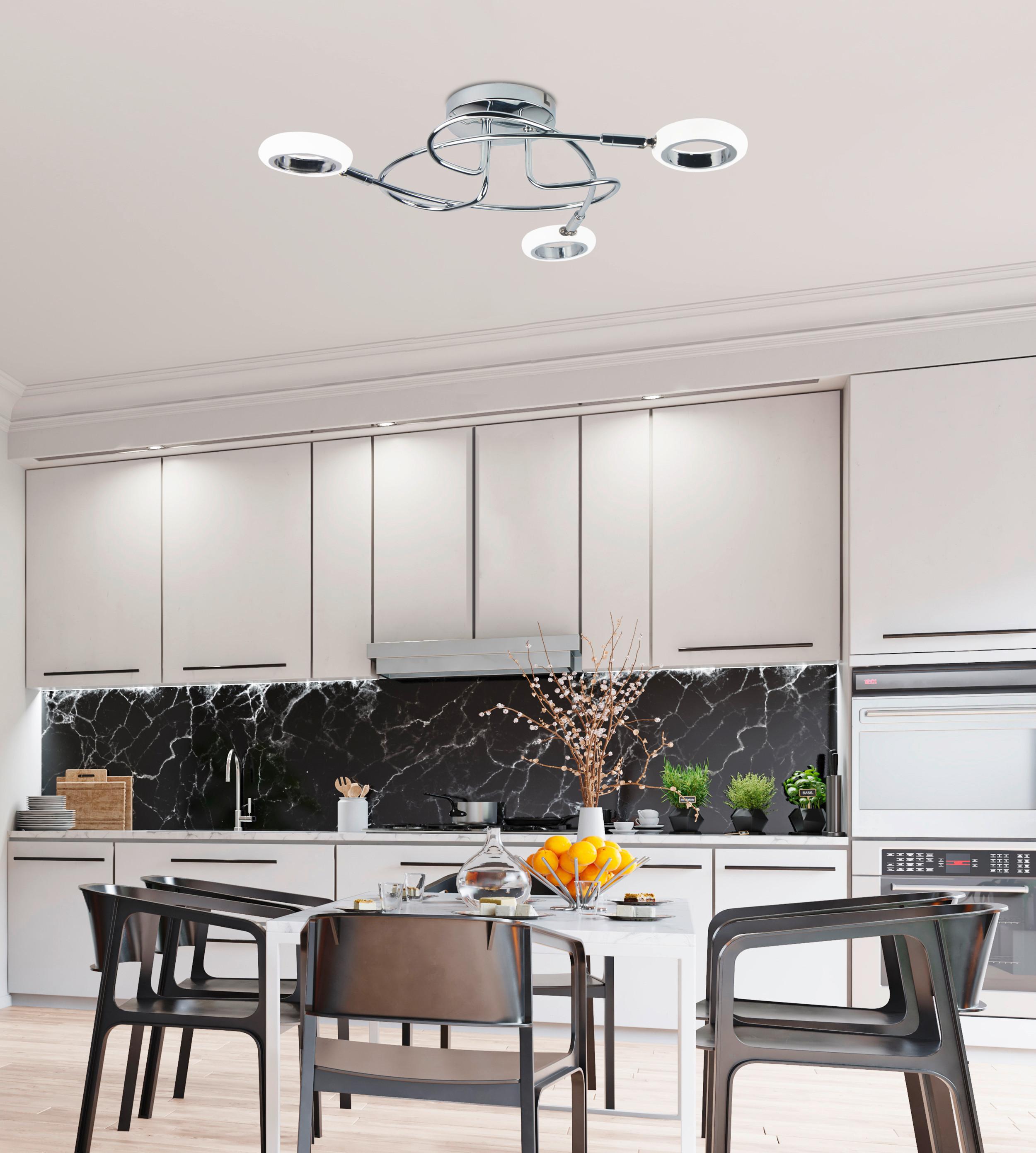 LED-Deckenleuchte 98-65582 Aurelion - Chromfarben, Design, Kunststoff/Metall (49/49/13cm)