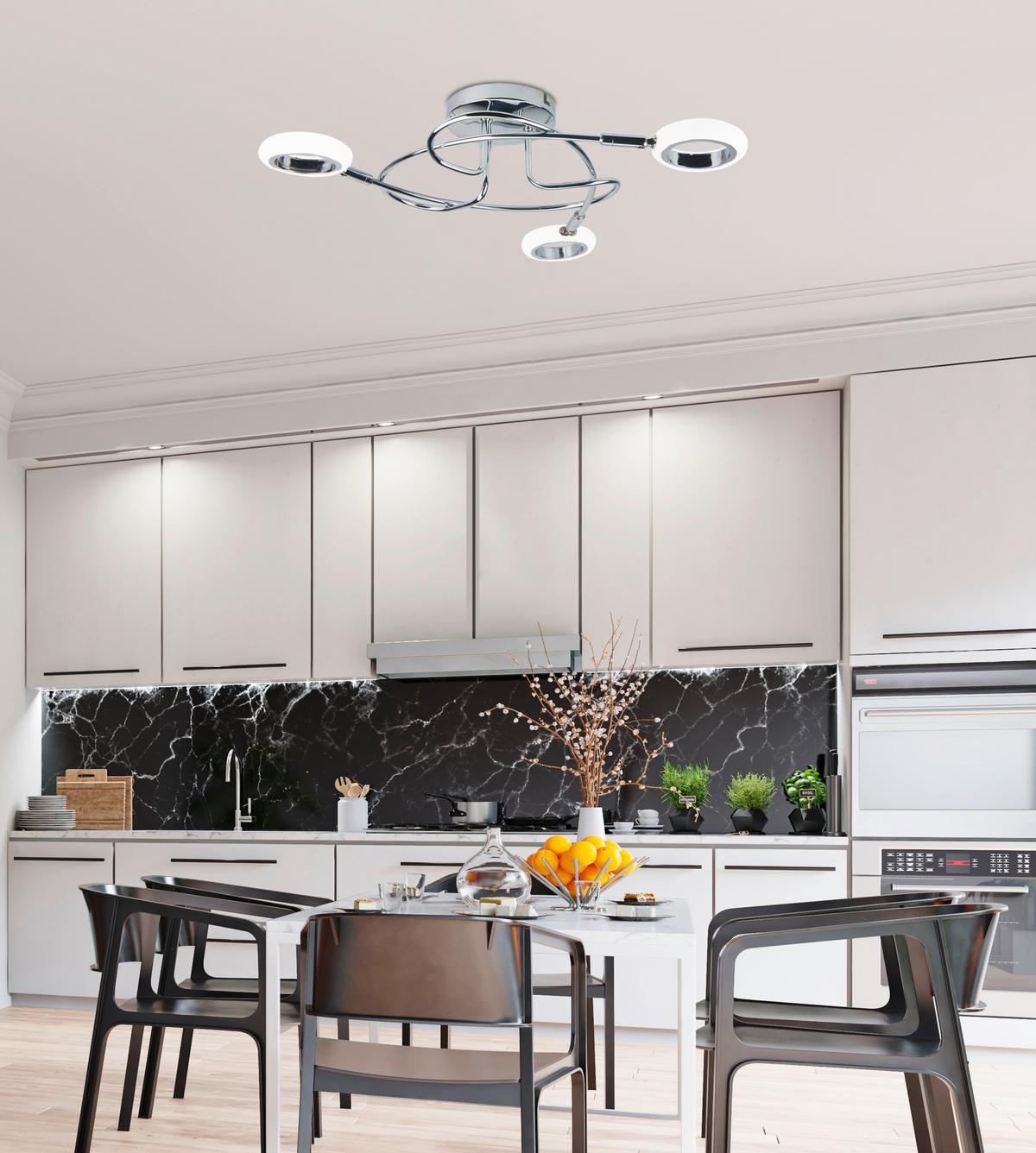 LED-Deckenleuchte 98-65582 Aurelion - Chromfarben, Design, Kunststoff/Metall (49/49/13cm)