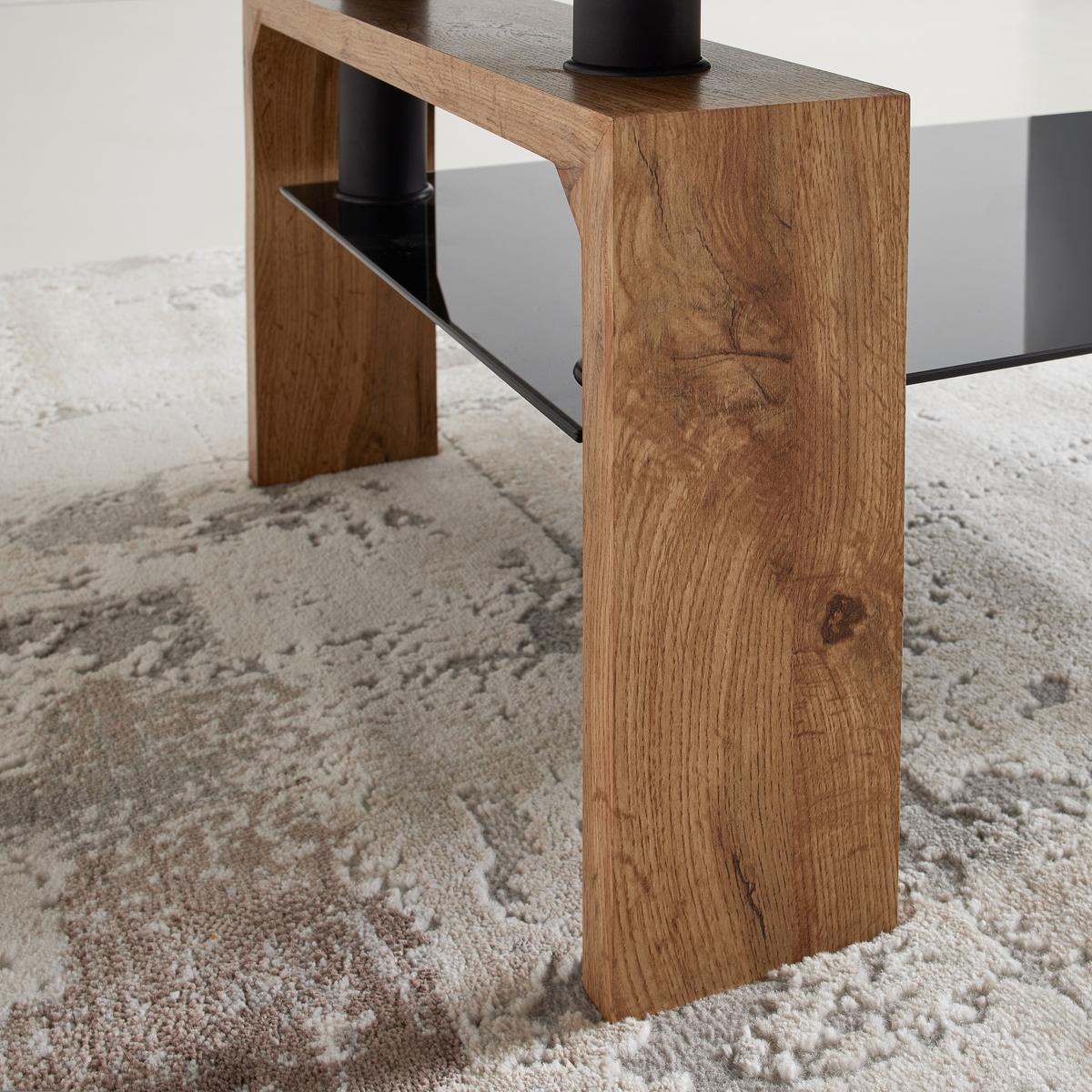 KONFERENČNÍ STOLEK INTRO - barvy dubu/černá, Moderní, kov/kompozitní dřevo (100/60/45cm) - Mömax