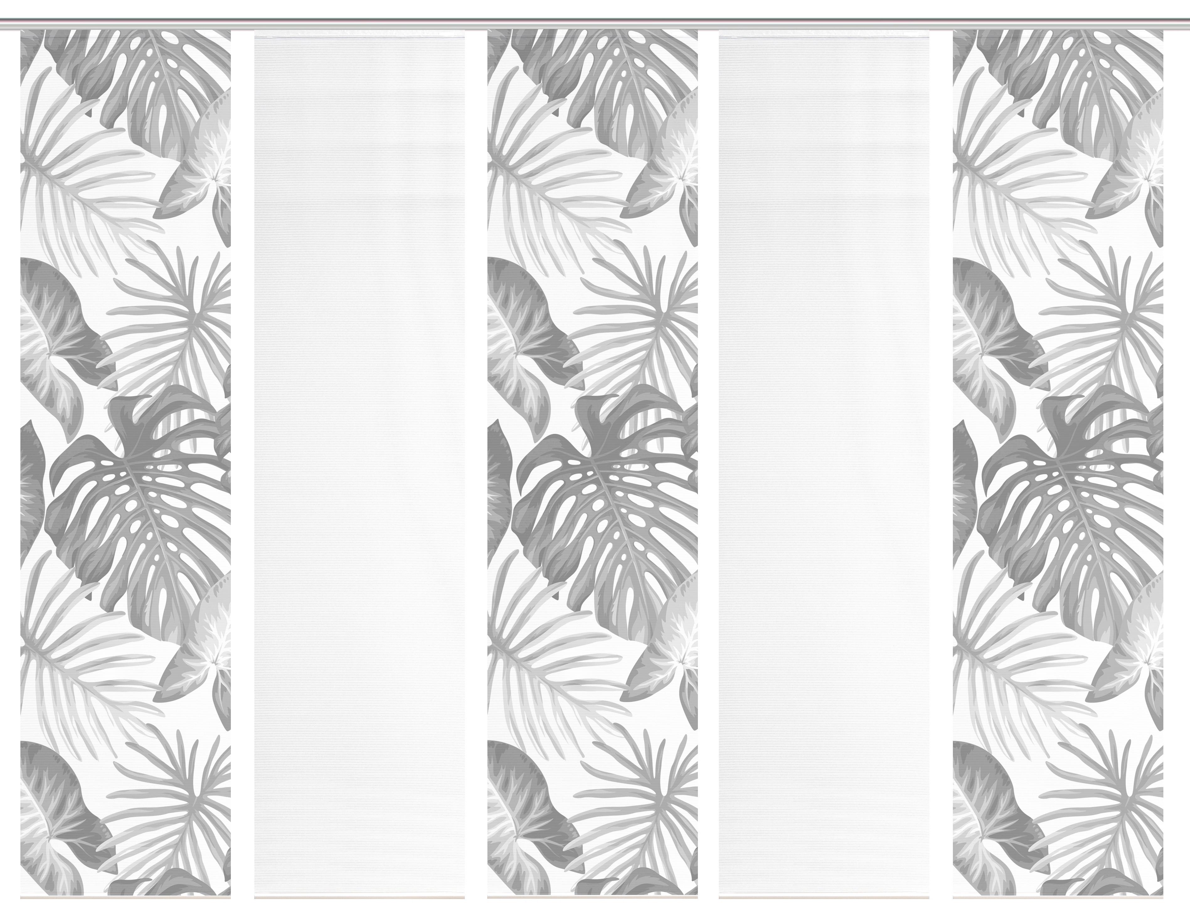 Flächenvorhang Sanja 5er Set - Weiß/Grau, Natur, Textil (60/260cm)