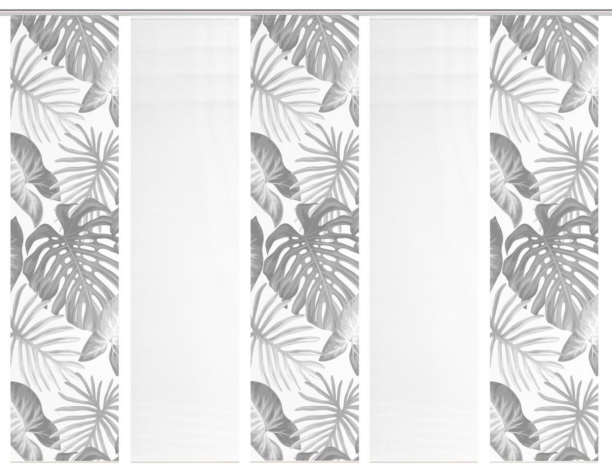 Flächenvorhang Sanja 5er Set - Weiß/Grau, Natur, Textil (60/260cm)