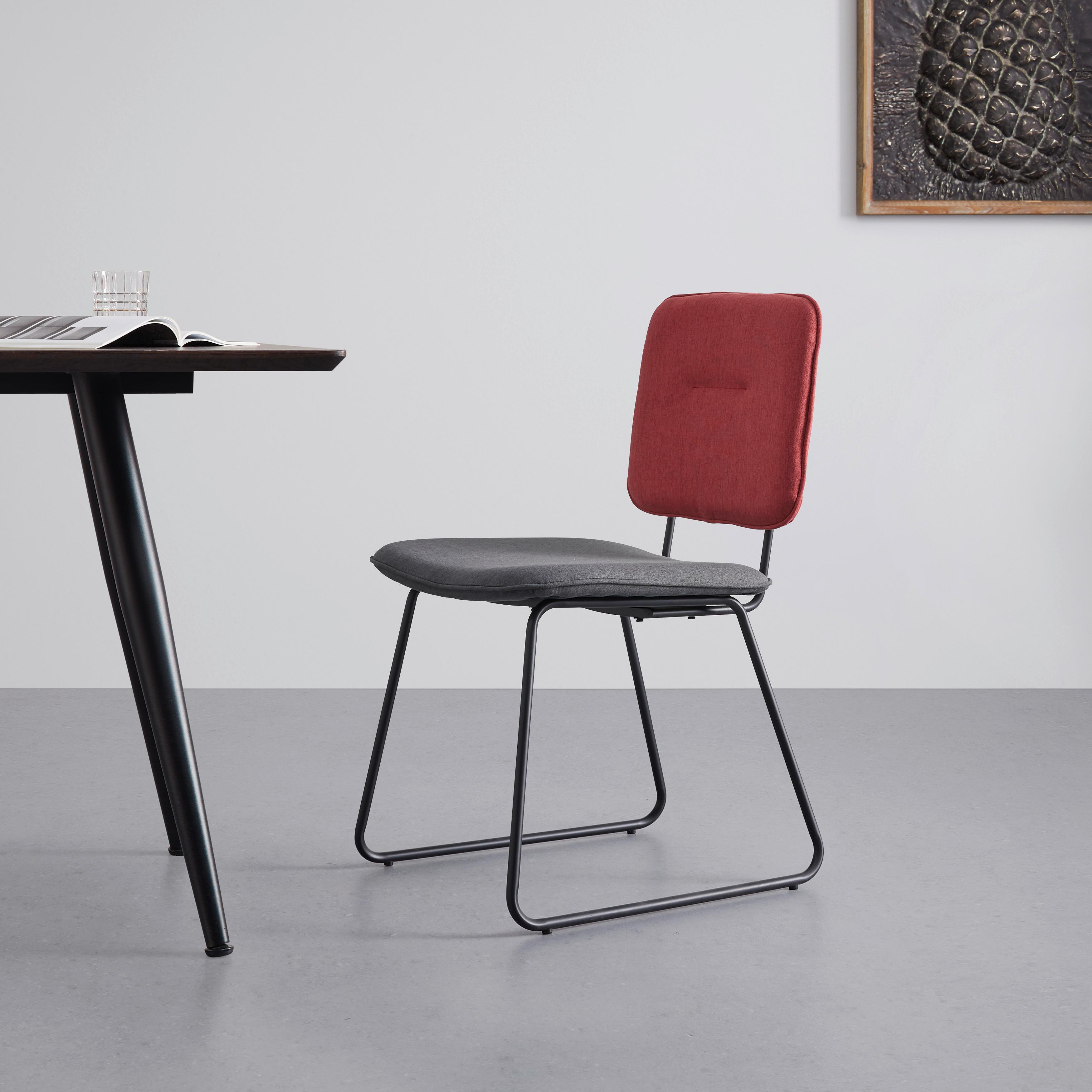 Židle AVA světle šedá, červená - šedá/černá, Moderní, kov/dřevo (49/85/62cm) - Bessagi Home