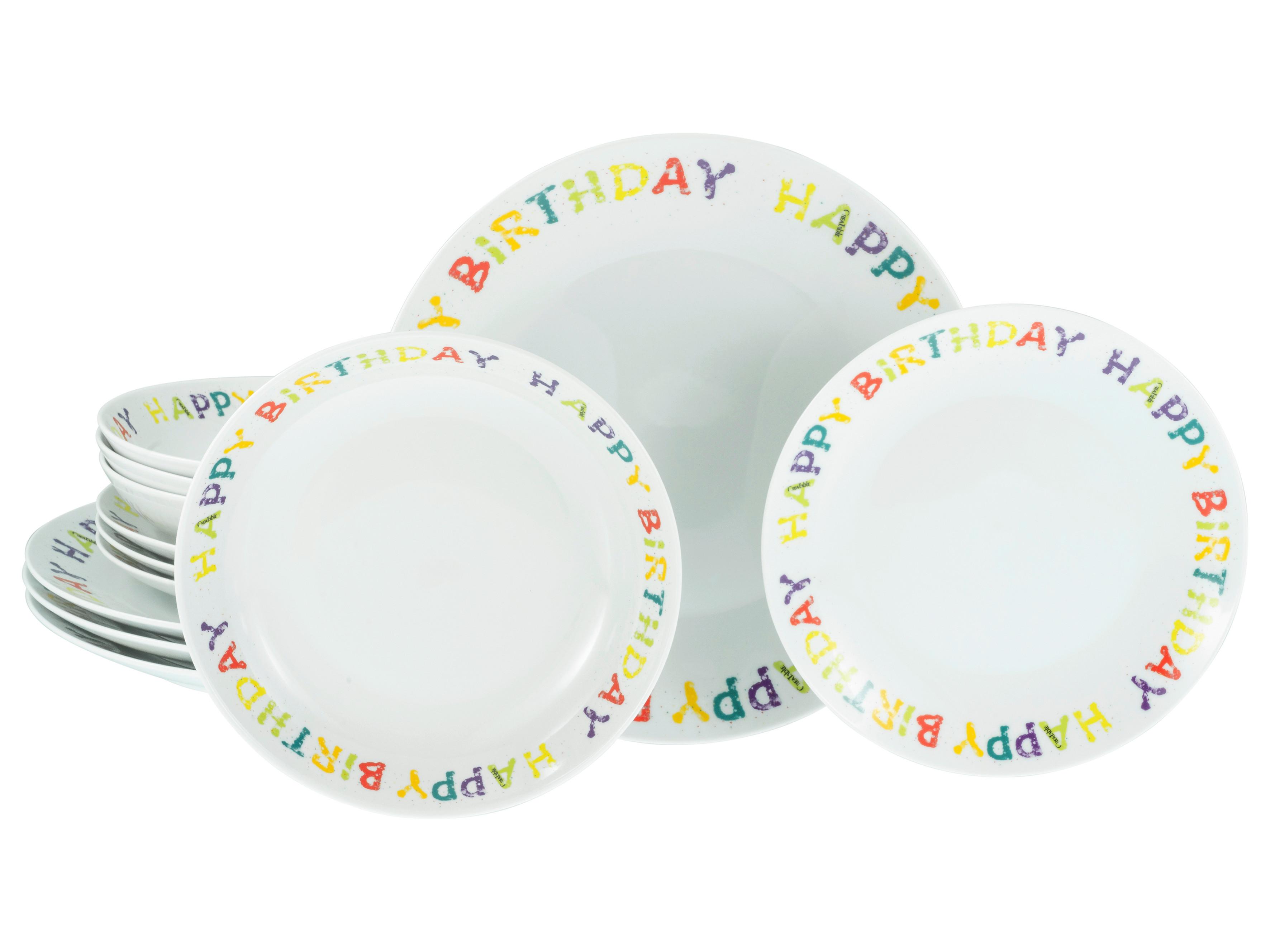 Tafelservice Happy Birthday Multicolor - Multicolor, Basics, Keramik - Creatable