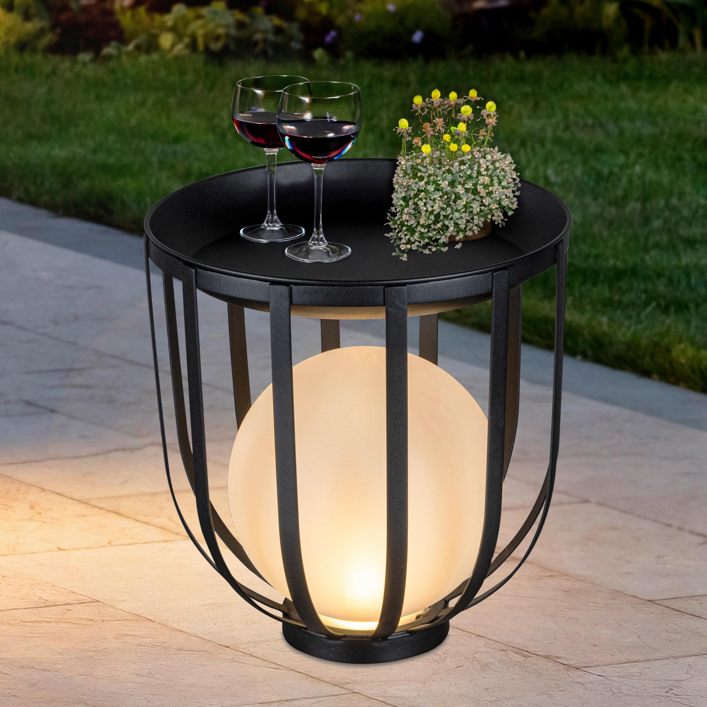 Gartentisch Brixen Kunststoff L 30cm - Schwarz, LIFESTYLE, Kunststoff/Metall (30/32cm)