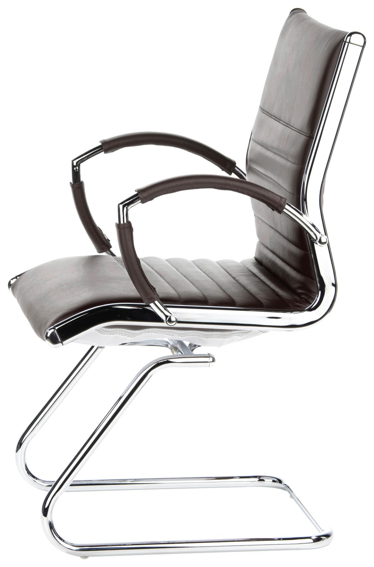 Besucherstuhl Parma V Dunkelbraun - Chromfarben/Dunkelbraun, MODERN, Leder/Textil (62/94/46cm) - MID.YOU