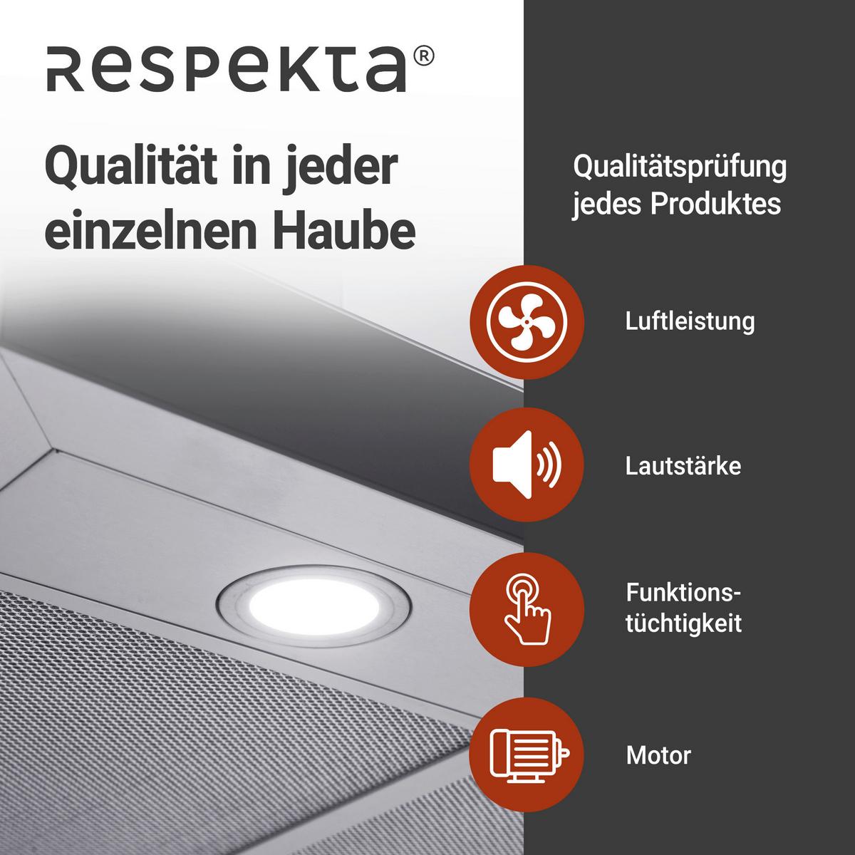Dunstabzugshaube Respekta Cara Edelstahlfarben B: 89,5cm, Led - Edelstahlfarben, Trend, Kunststoff/Metall (89,5/65-114/60cm) - Respekta