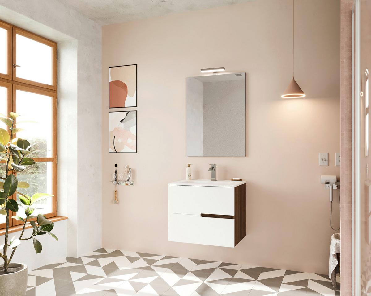 Fürdőszoba Blokk Eva 60cm - diószínű/mokka, Konventionell, faalapú anyag/kerámia (60/51/46cm)