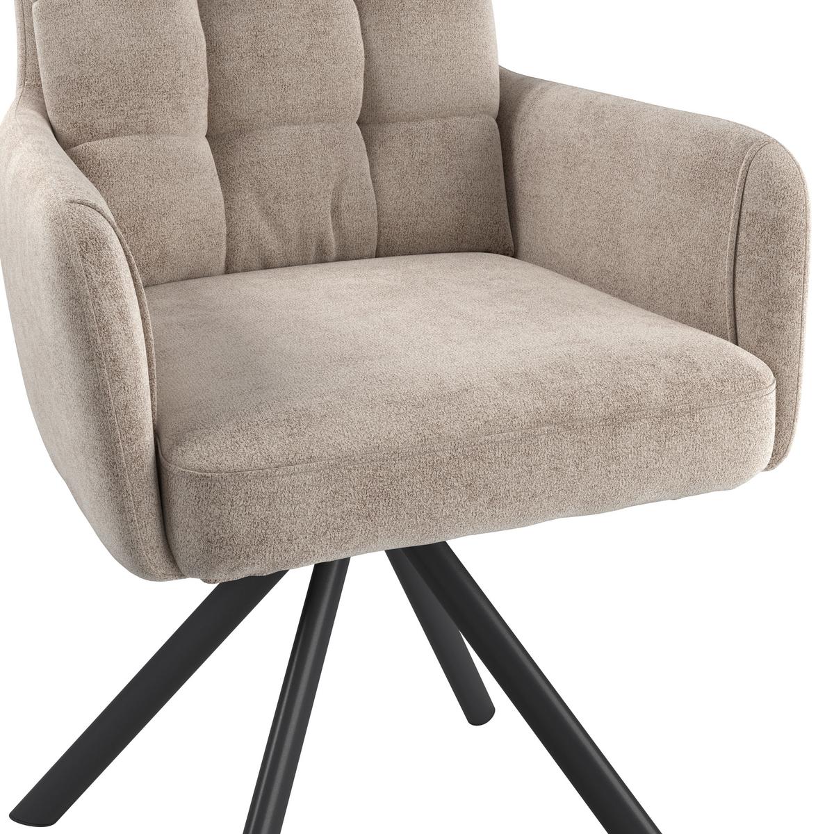 Armlehnstuhl Susan Braun Schwarz/Sitzfläche 360°drehbar - Schwarz/Braun, KONVENTIONELL, Holz/Textil (59/90/66cm)