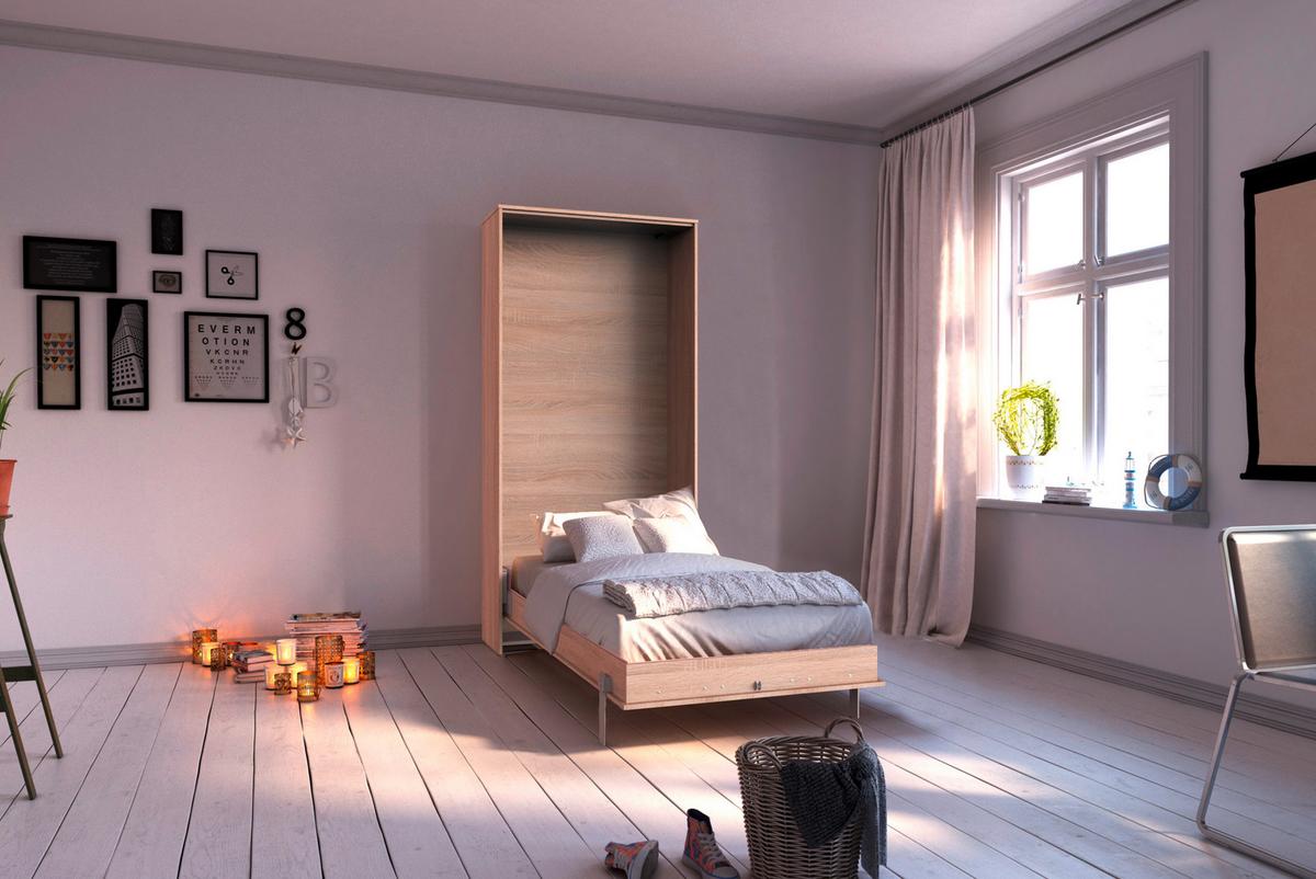 Schrankbett mit Lattenrost 90x200 Juist, Eiche Dekor - Eichefarben, KONVENTIONELL, Holz/Holzwerkstoff (90/200cm) - MID.YOU