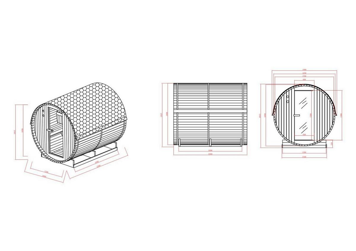 Saunafass Tromsö Fichtefarben B: 220 cm - Fichtefarben, KONVENTIONELL, Glas/Holz (189/220/191,5cm) - Sanotechnik