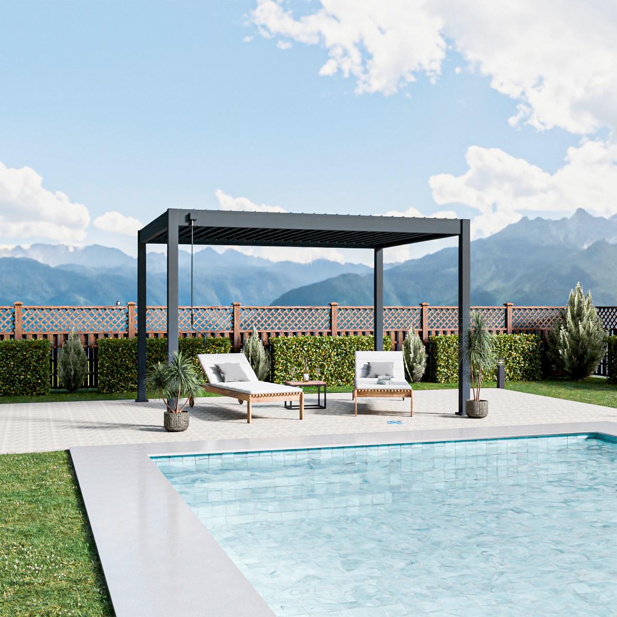 Pergola 300x400 Cm Wetterbeständig, Graphitfarben - Graphitfarben, Basics, Metall (300/400/255cm)