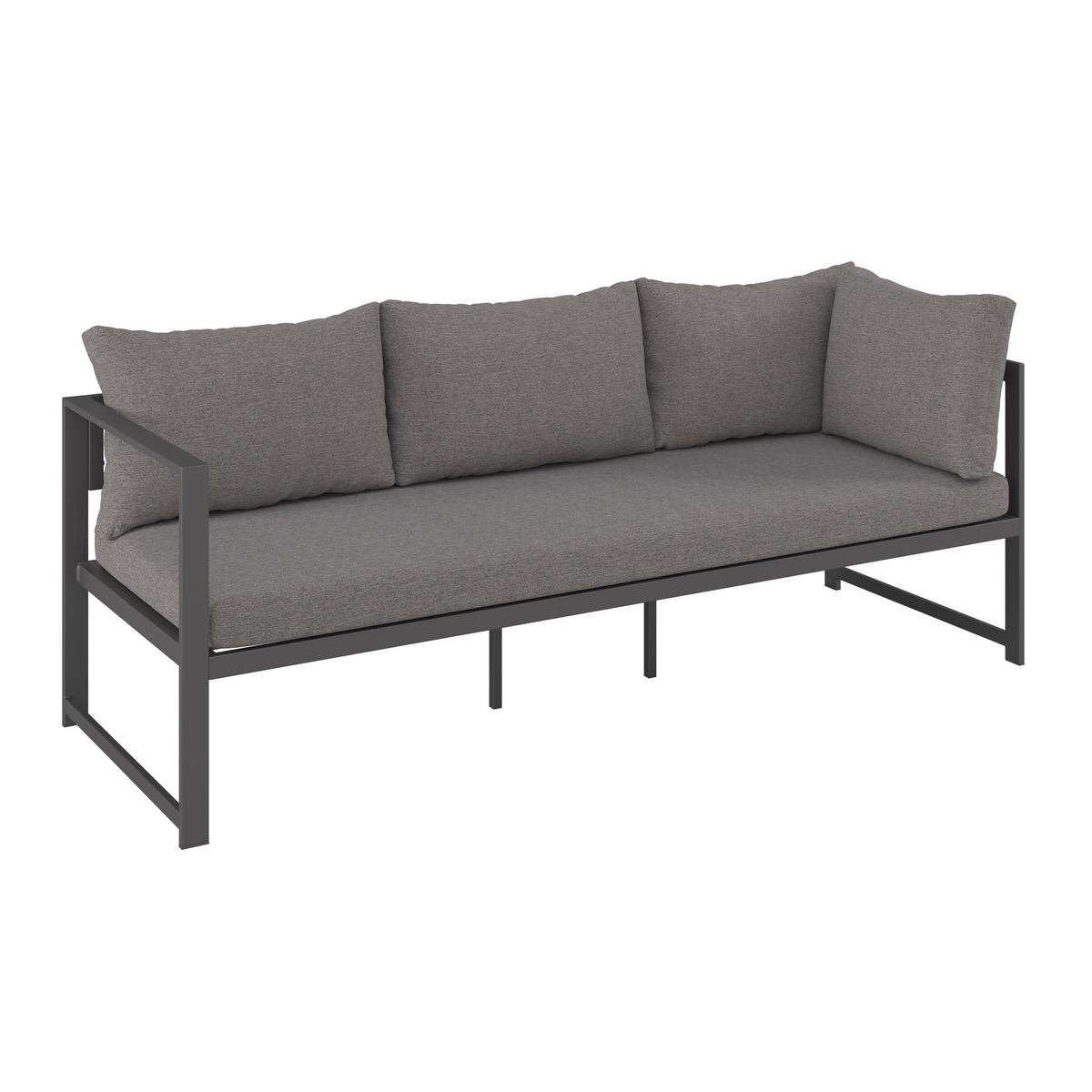 Loungegarnitur 4-tlg Medan Metall/kunststoff Mit Kissen - Anthrazit, MODERN, Textil/Metall (193/175cm) - Beldano