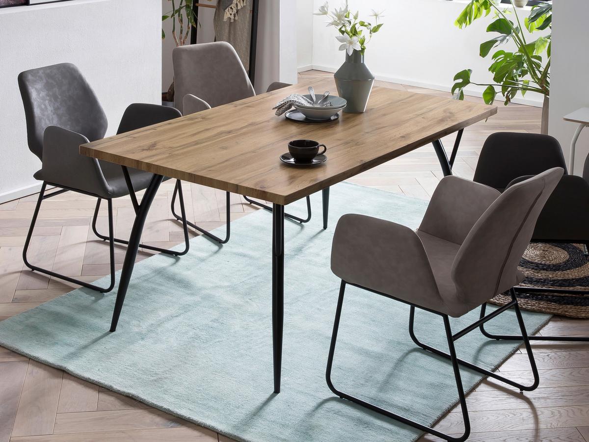 Esstisch 150x90 Eiche Dekor - Eichefarben/Schwarz, Design, Holzwerkstoff/Metall (150/90/77cm) - Livetastic