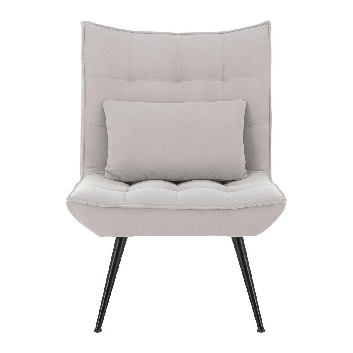 Čalúnené kreslo s podnožkou TOMA, svetlosivé - čierna/svetlosivá, Modern, kov/drevo (68/95/66cm) - Bessagi Home