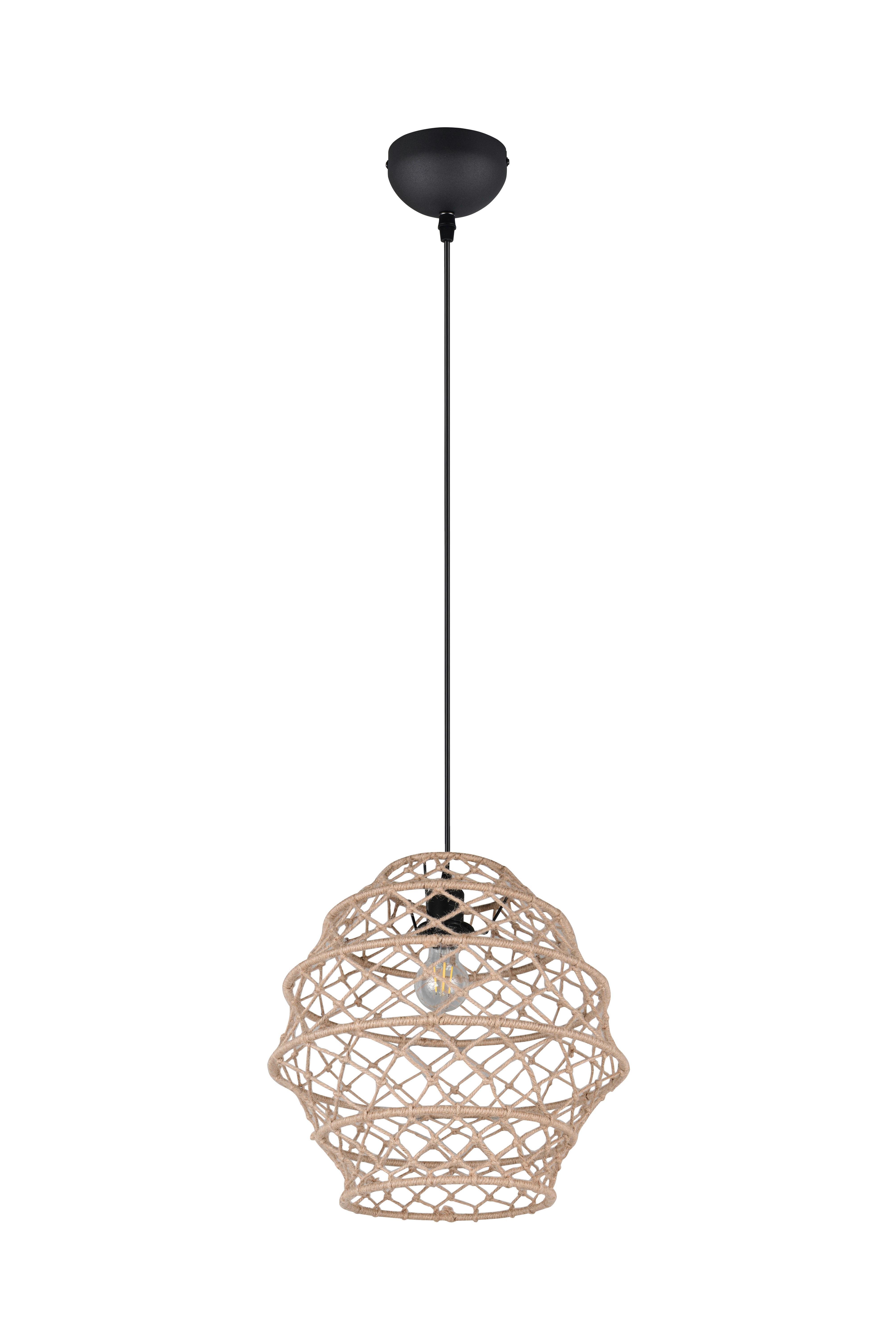 Hängeleuchte Hive Naturfarben Schwarz D: 38,5 cm - Schwarz/Naturfarben, Natur, Textil/Metall (38,5/150cm)