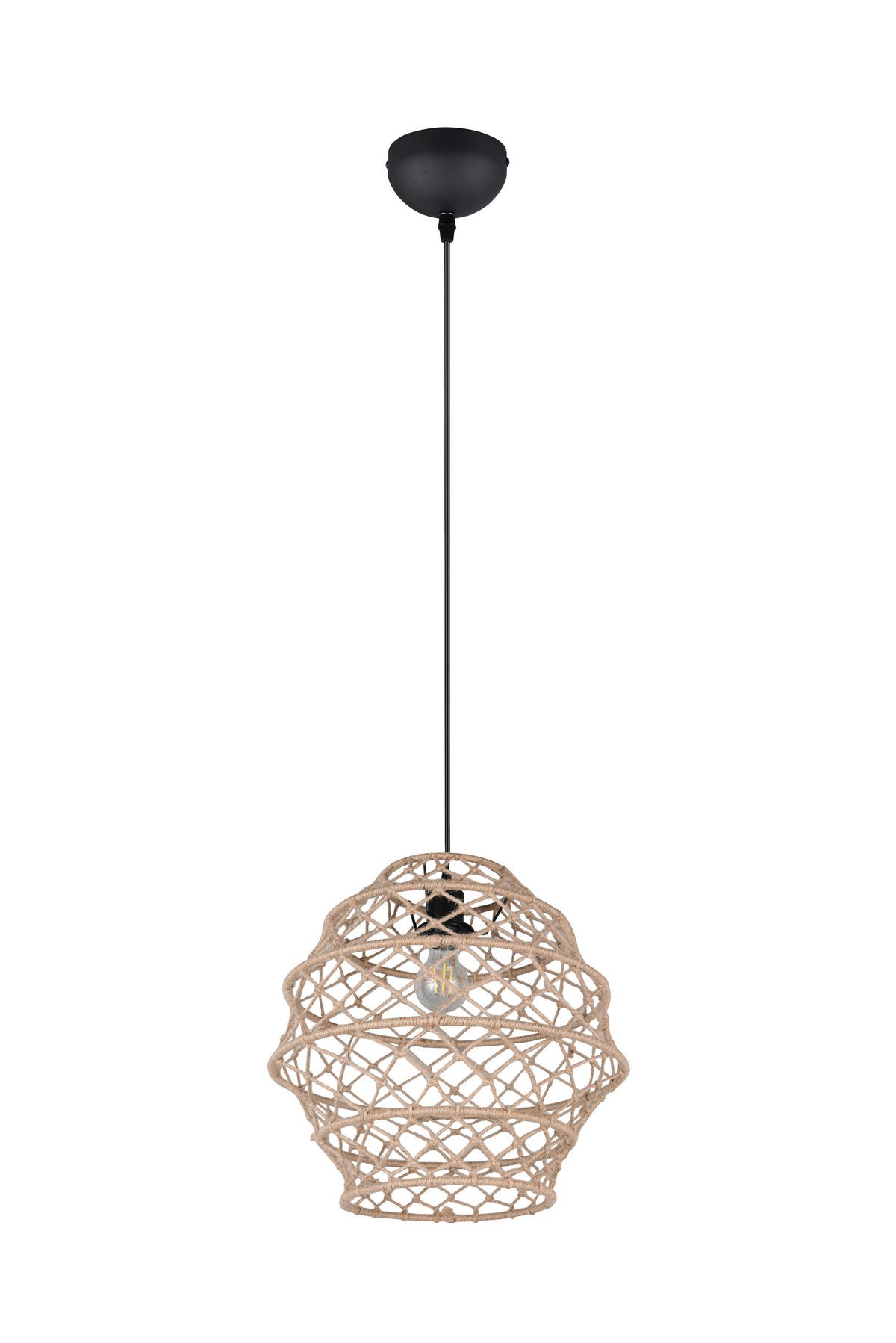 Hängeleuchte Hive Naturfarben Schwarz D: 38,5 cm - Schwarz/Naturfarben, Natur, Textil/Metall (38,5/150cm)