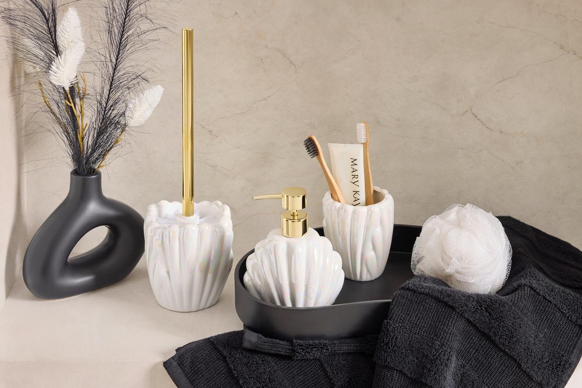 Kelímek na zubní kartáček ARIELLE - perleť, Moderní, keramika (9,2/9cm) - Mömax