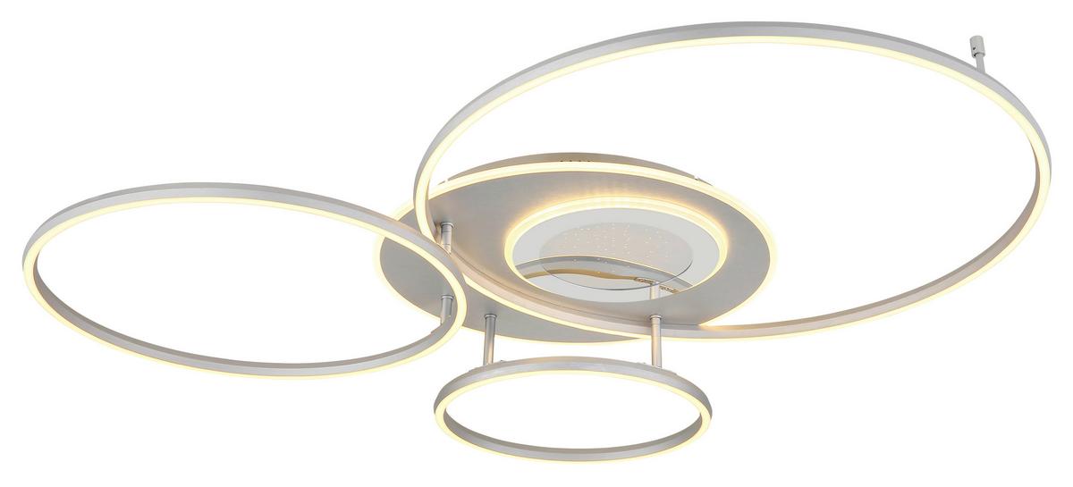 LED-DECKENLEUCHTE Opal, ca. 117x86x13 cm - Silberfarben/Opal, Design, Kunststoff/Metall (116,6/86,4/13cm) - Globo