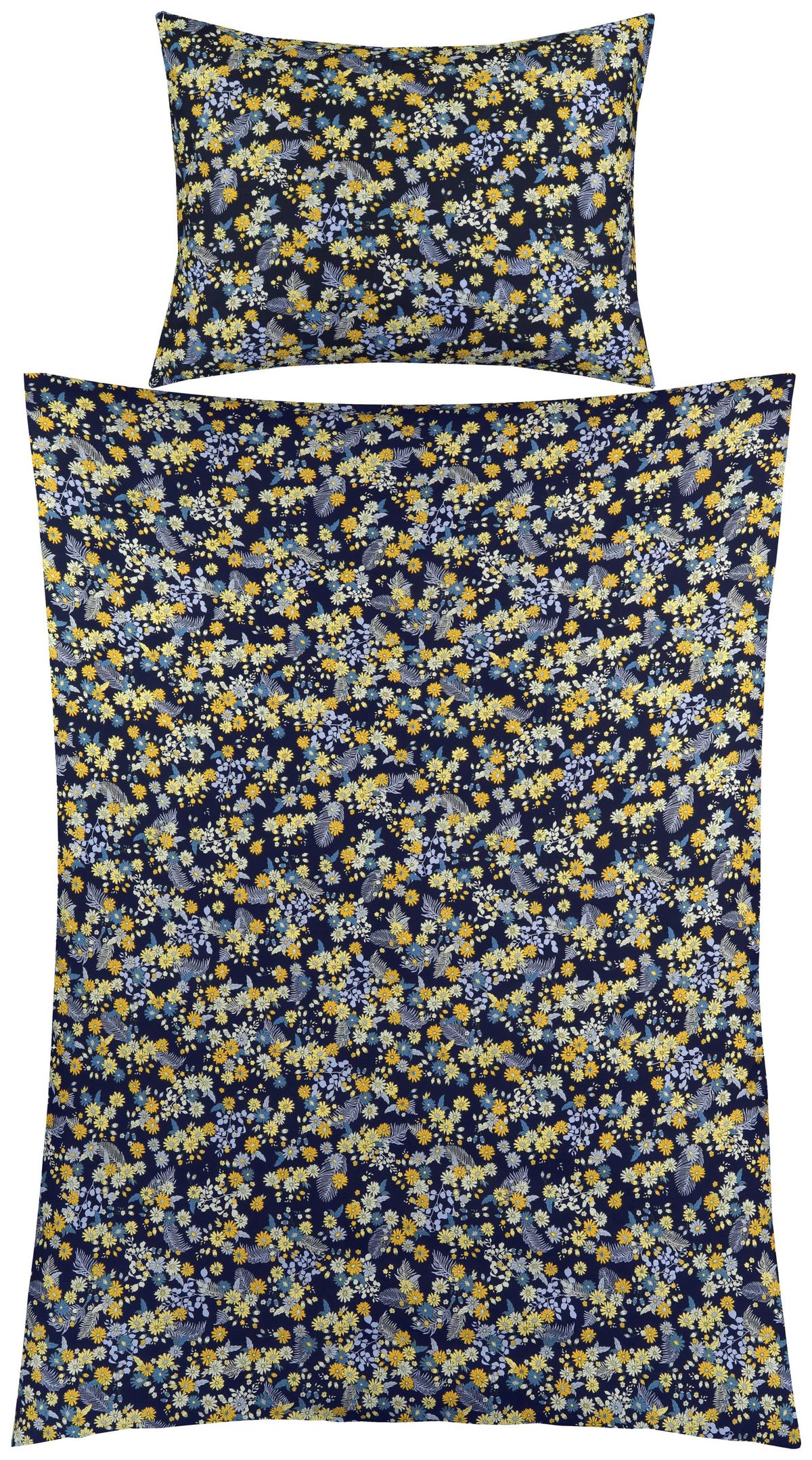 Ágyneműhuzat-garnitúra Brigit - sötétkék/sárga, Modern, textil - Luca Bessoni