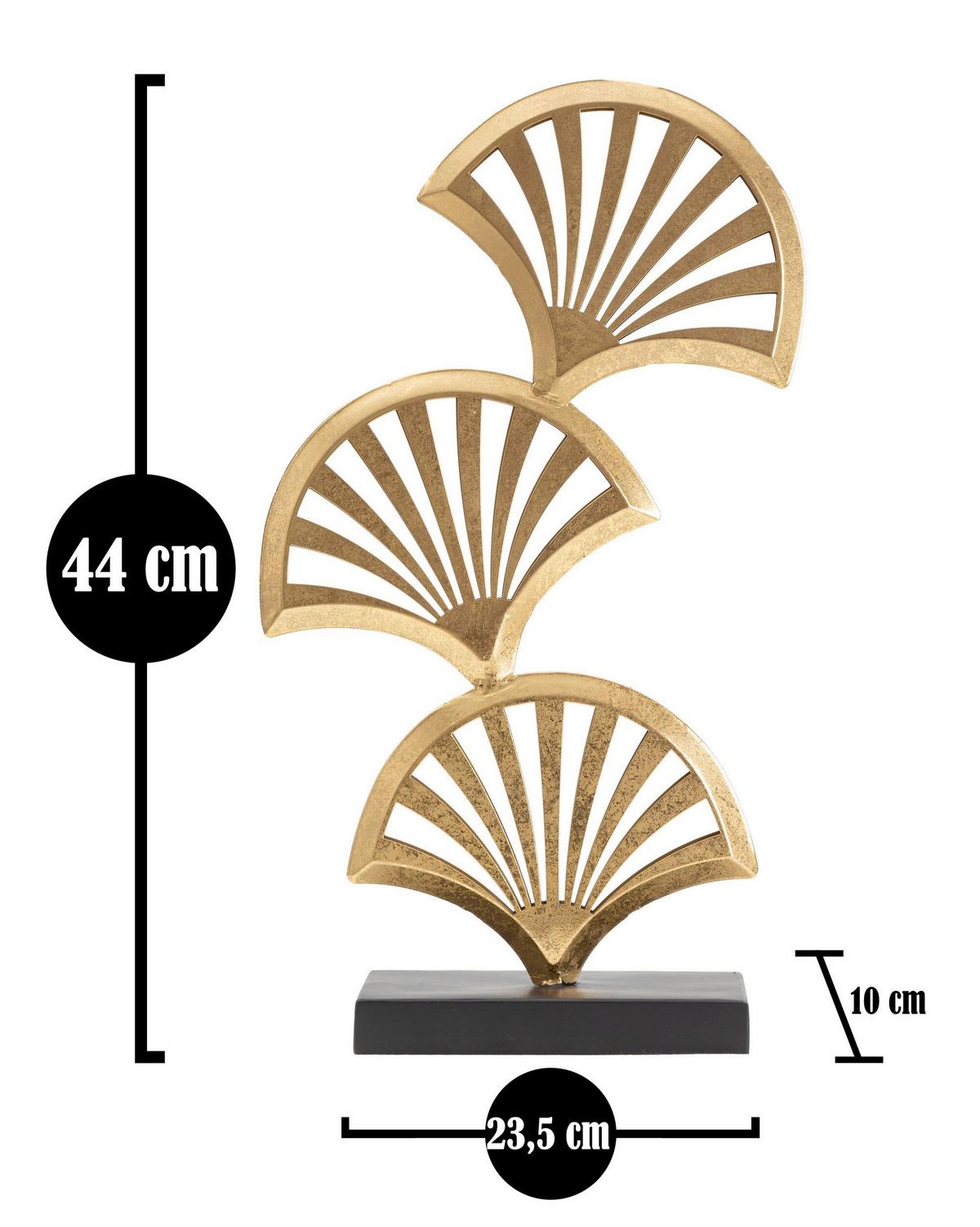 Skulptur Triple Leaf Goldfarben, B: 23,5 cm - Goldfarben/Schwarz, Basics, Metall (23.5/44/10cm)