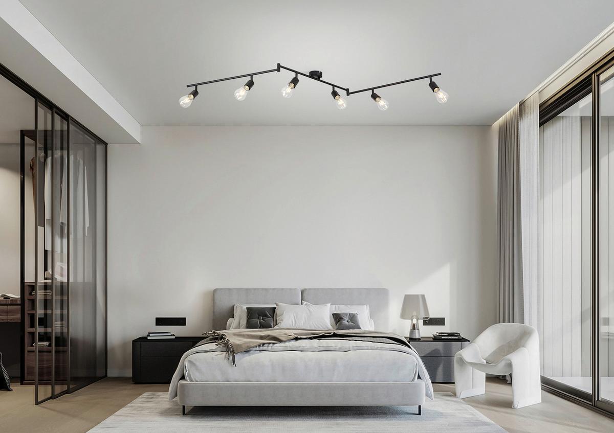 Bodové svietidlo MOLLY, 6xE27 max. 24W, 230V - čierna, Konventionell, kov (180/8,5/15,5cm) - Mömax