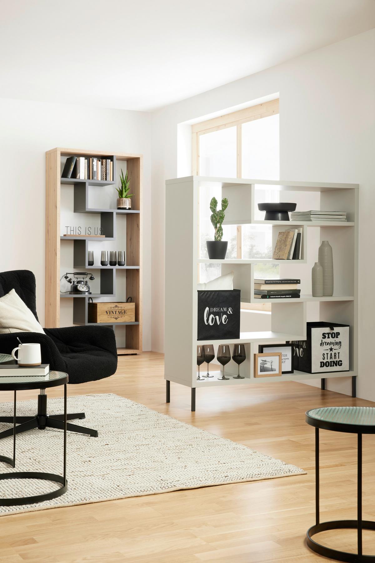 Vysoká deliaca stena Bounty, antracitová / dub - čierna/sivá, Modern, kompozitné drevo/plast (90/199/33cm) - Premium Living
