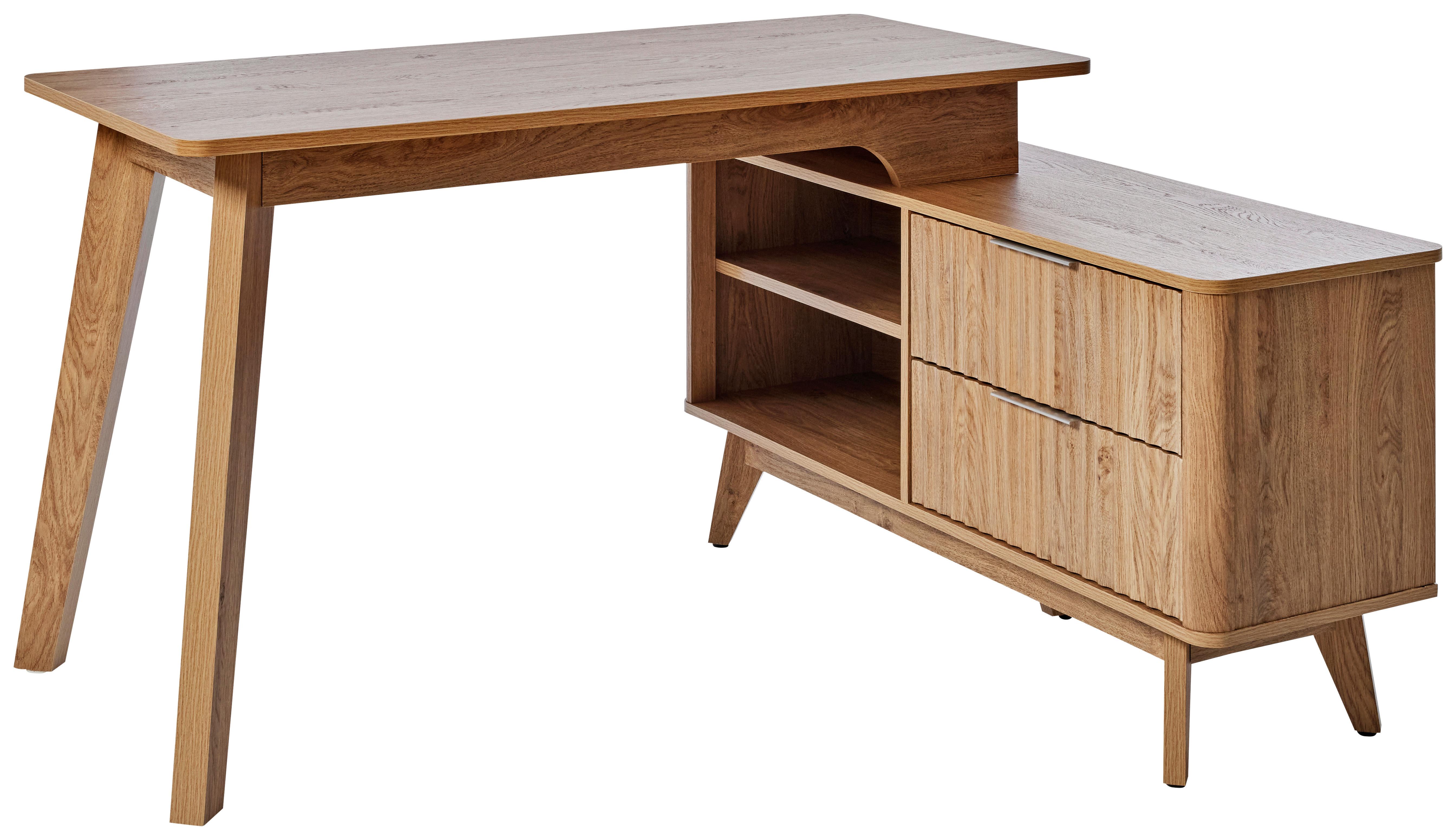 Eckschreibtisch Wave C 150 E - Eichefarben, MODERN, Holzwerkstoff (148/120/76,20cm) - Livetastic