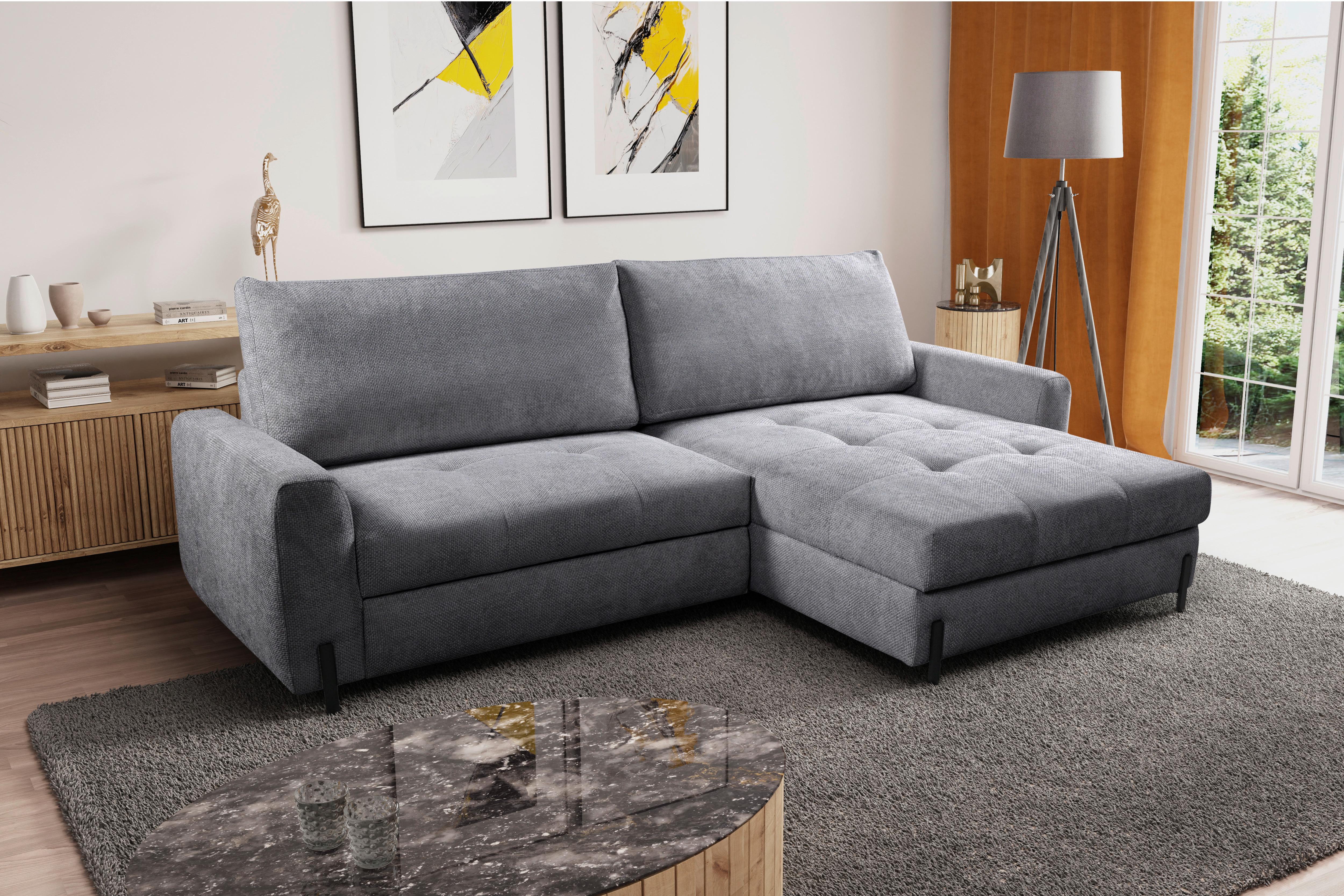 Ecksofa Naomi Grau/Schwarz, 265 cm - Schwarz/Grau, Design, Textil (265/162cm) - MID.YOU