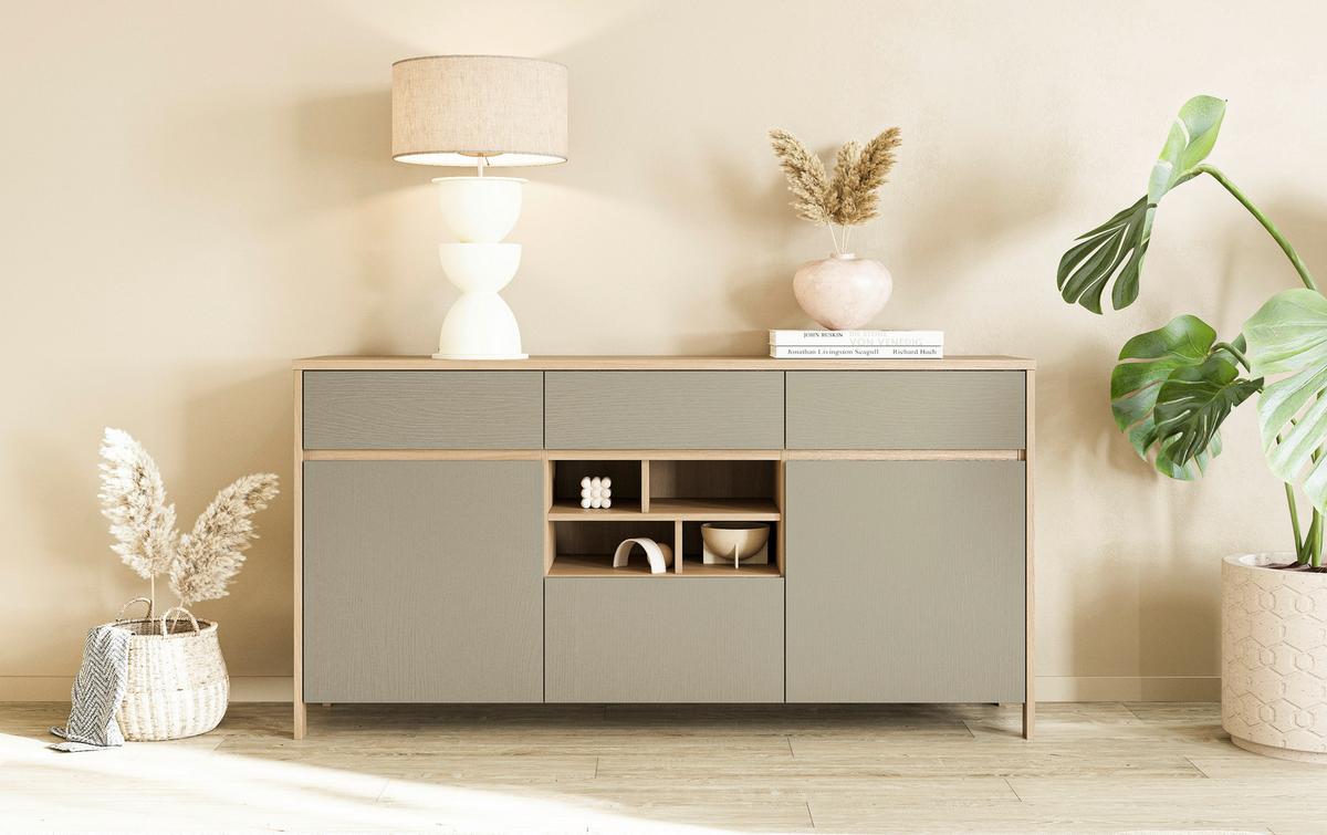 Sideboard Stranda Eukalyptus/Holzfarben B: 164cm - Eichefarben/Eukalyptusholzfarben, Design, Holzwerkstoff (164/85/39cm) - MID.YOU